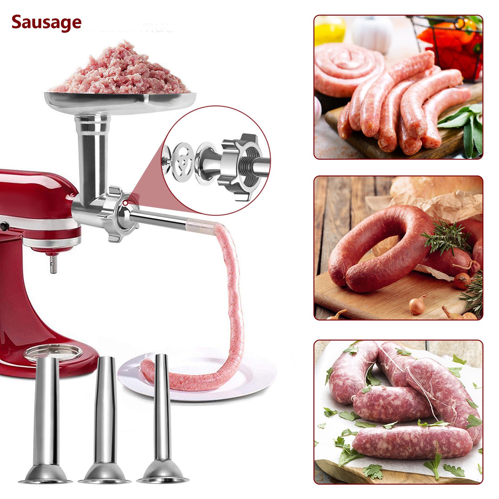 Youyijia Fleischwolfaufsatz Fleischwolf Aufsatz für KitchenAid Küchenmaschinen