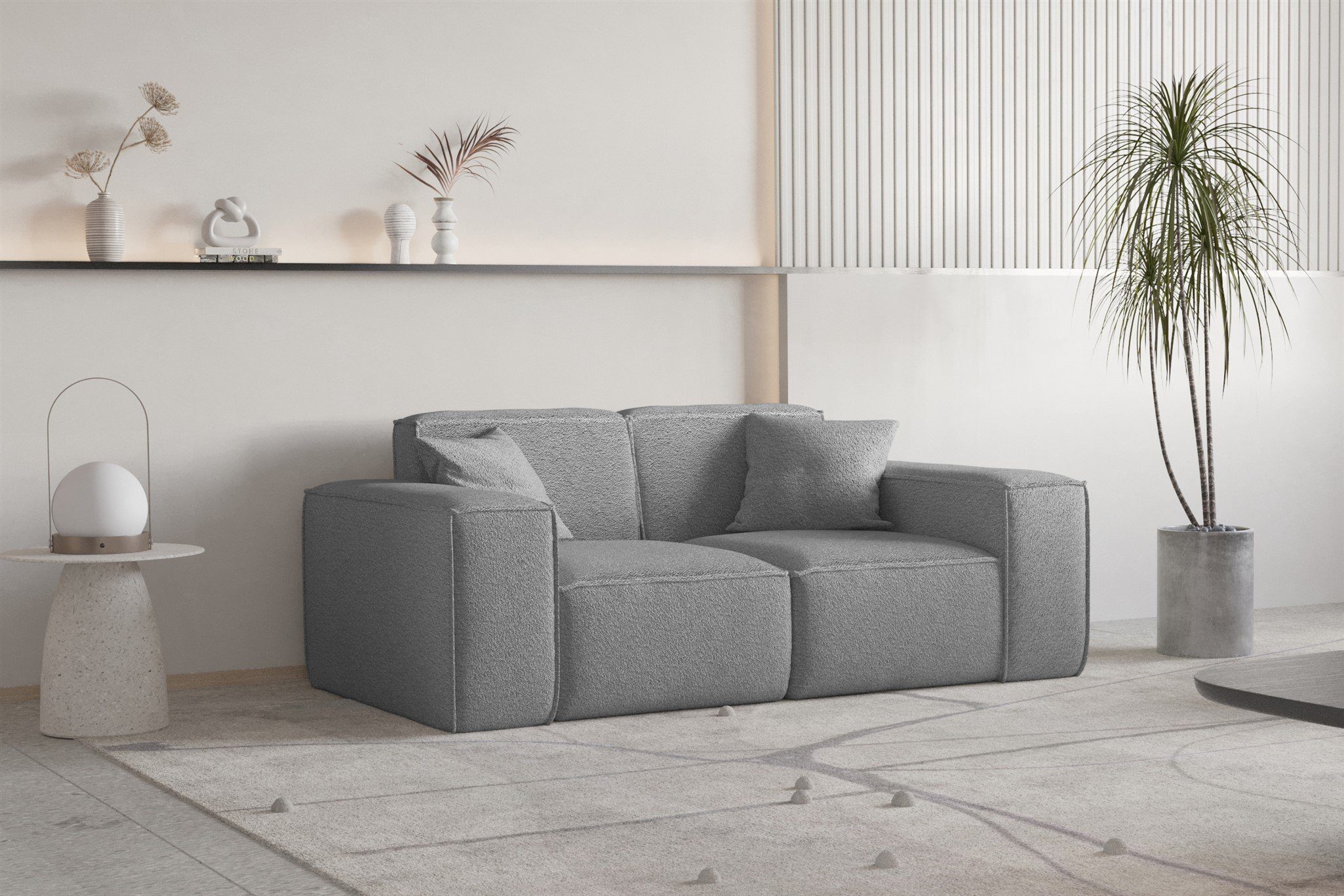 Fun Möbel Sofa Sofa Designersofa CELES PREMIUM 2-Sitzer in Stoff, inkl. 2 Zierkissen