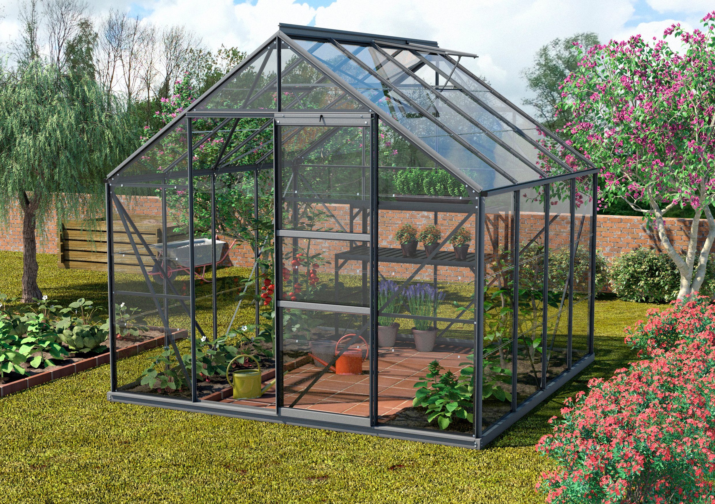 Vitavia Gewächshaus Merkur 6700, BxTxH: 254 x 254 x 230 cm, 3 mm Wandstärke grau