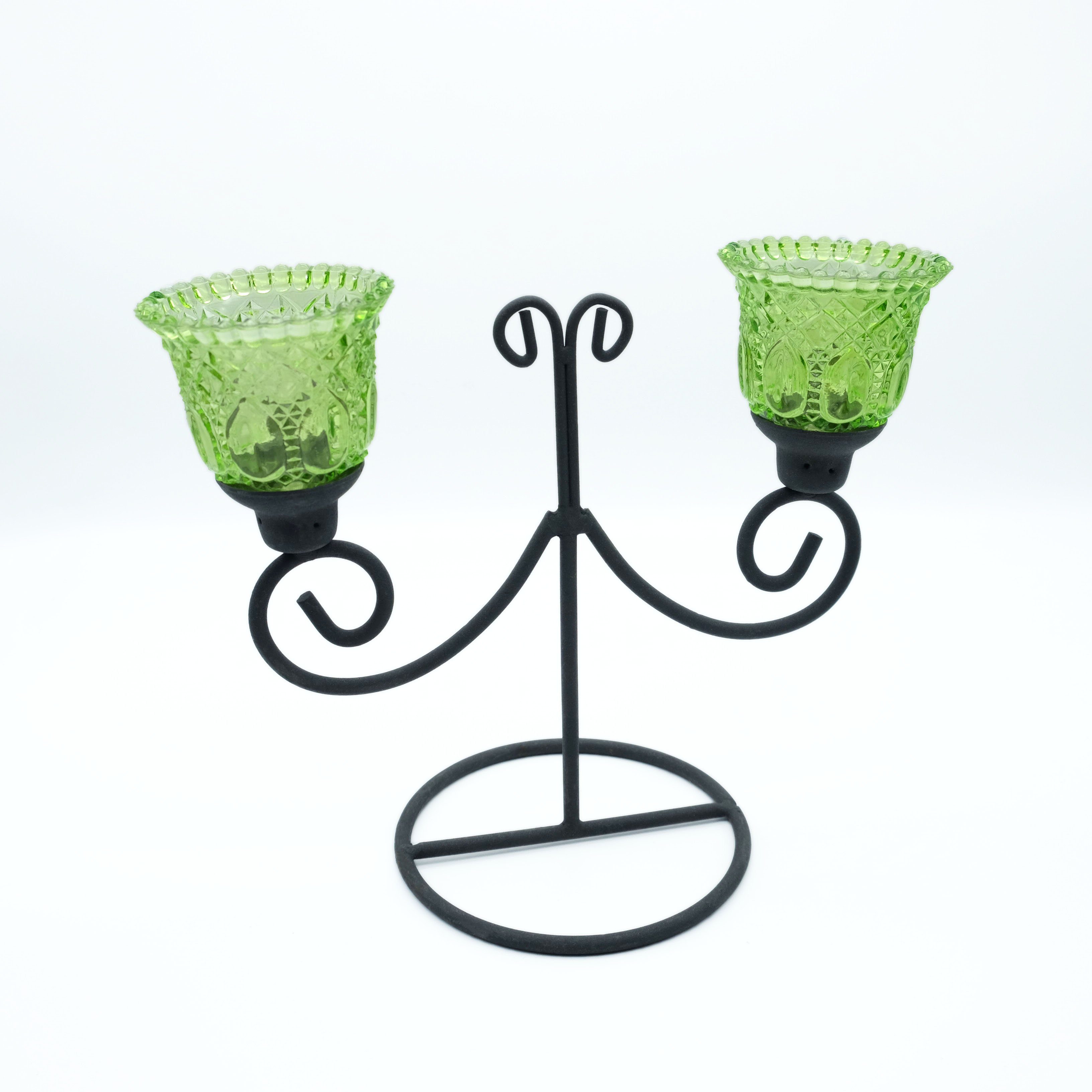 Teelichthalter Glas, Kerzenhalter, DeColibri Kerzenständer standfest grün Kerzenständer,