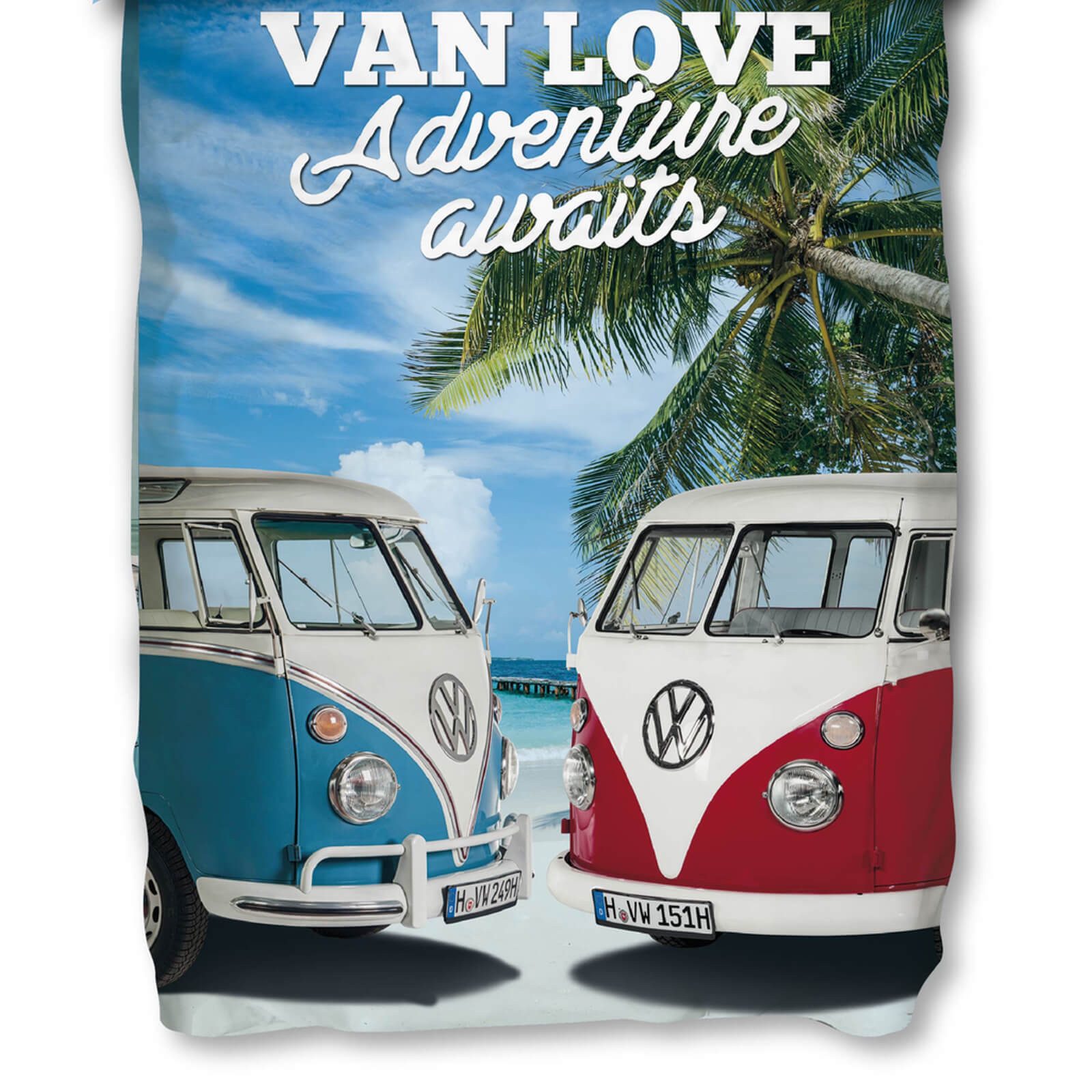 SkyBrands Bettwäsche VW Bulli T1 Van Love, Renforcé, 2 teilig, Bus, Palmen, Strand