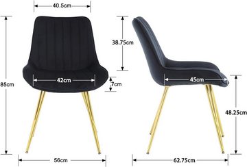 WAHSON OFFICE CHAIRS Esszimmerstuhl 2er Set Samt Küchenstuhl Polsterstuhl mit Lehne für Esszimmer