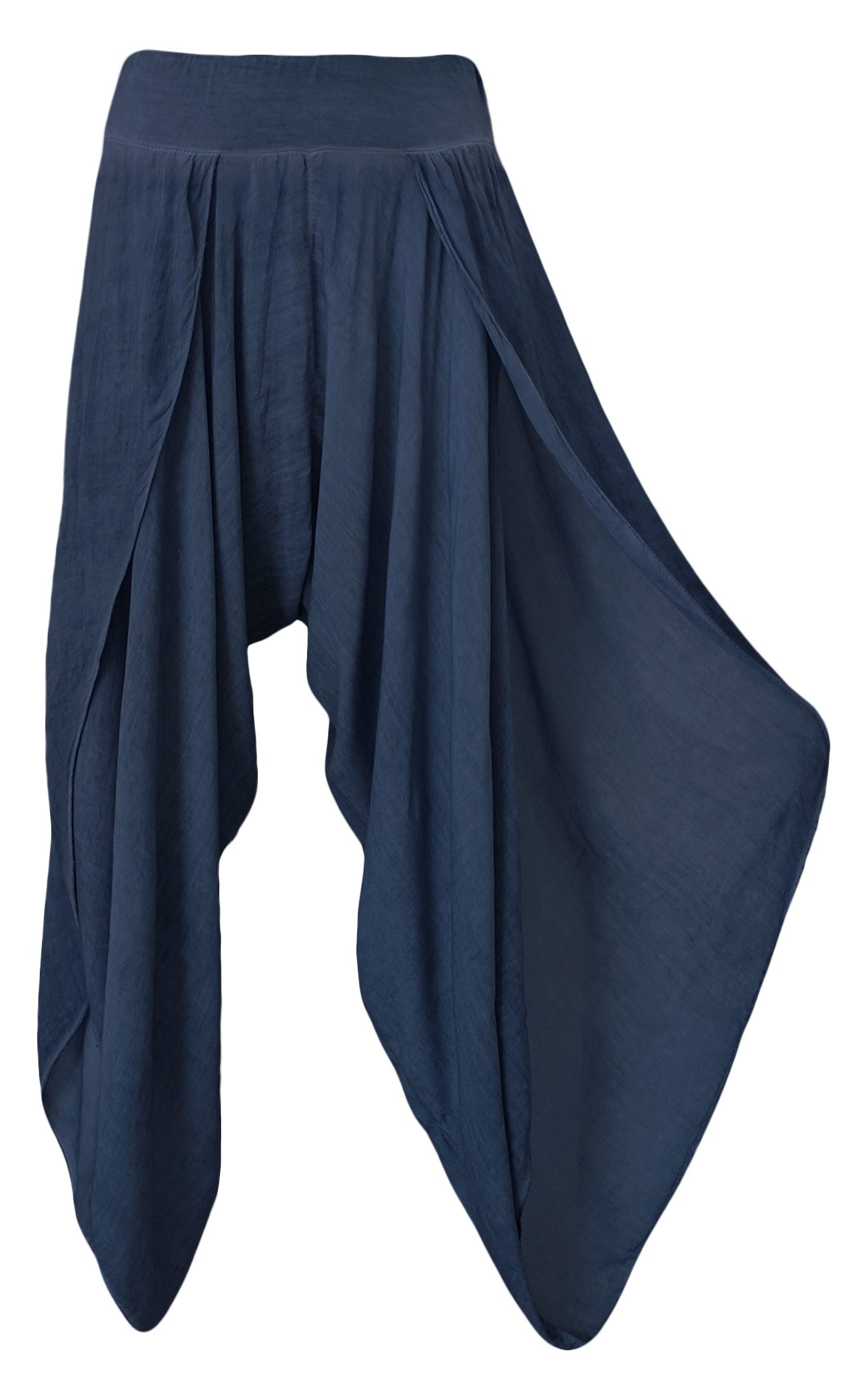 OriginalYou Haremshose Luftige Damen Hosen Sommerhosen mit Beinschlitzen super leichtes Sommergewebe, offenes Bein