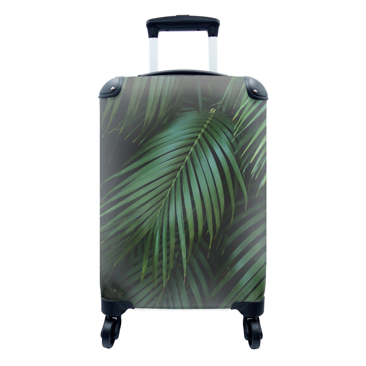 MuchoWow Handgepäckkoffer Palmenblätter - Palmen - Tropisch, 4 Rollen, Reisetasche mit rollen, Handgepäck für Ferien, Trolley, Reisekoffer