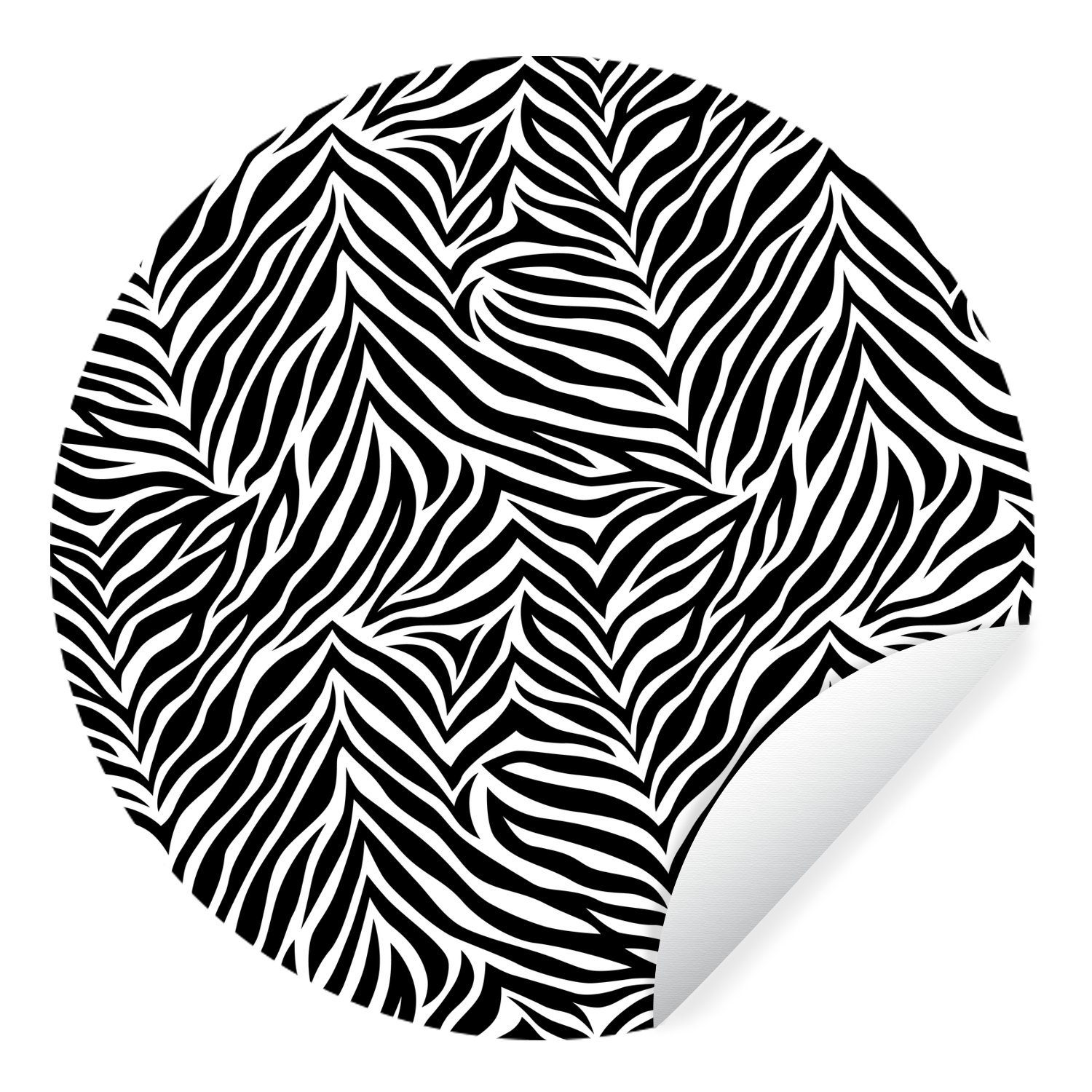 MuchoWow Wandsticker Schwarzer und weißer Zebradruck (1 St), Tapetenkreis für Kinderzimmer, Tapetenaufkleber, Rund, Wohnzimmer