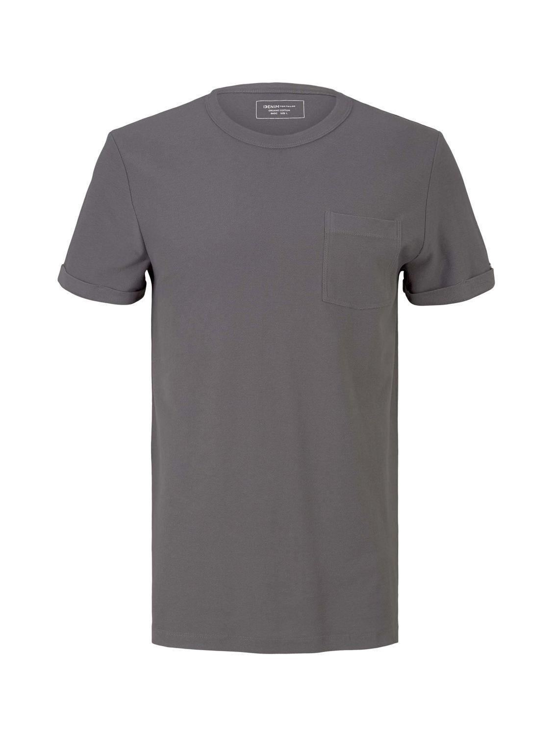 TOM TAILOR Denim T-Shirt POCKET (1-tlg) aus Baumwolle Quiet Mid Grey 15180