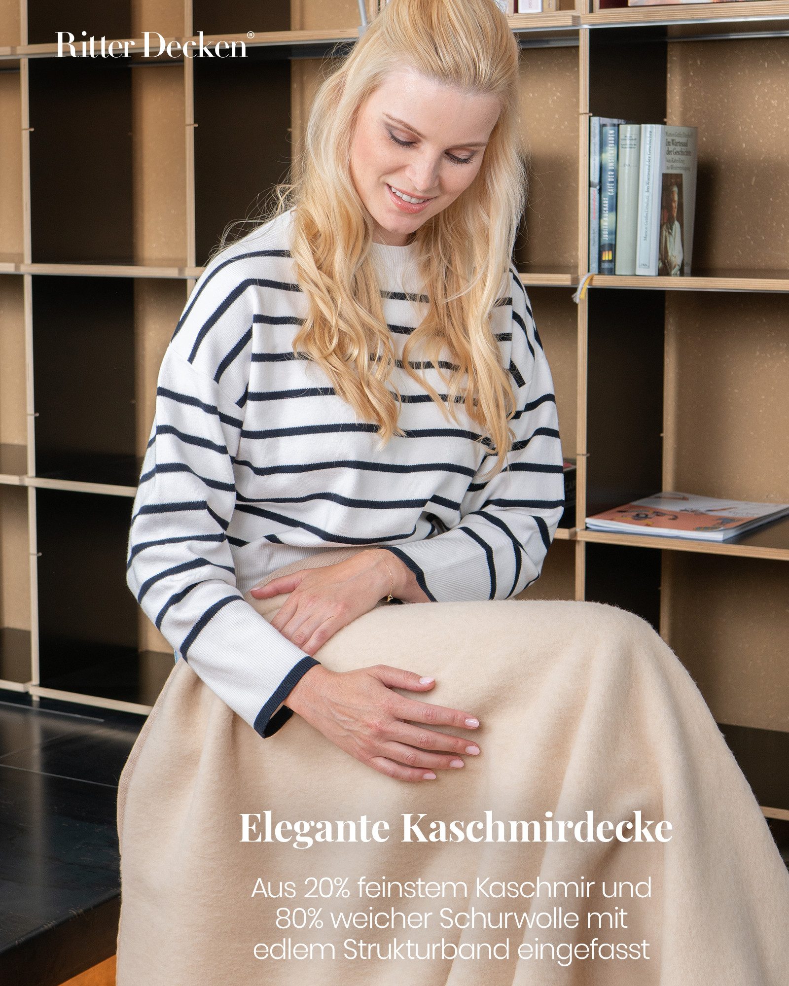 Wohndecke Extraweiche Wolldecke Kalif aus einem feinen Schurwoll-Kashmir Mix, Ritter Decken, Kuscheldecke, 80% Schurwolle, 20% Kashmir, weitere Größen & Farben
