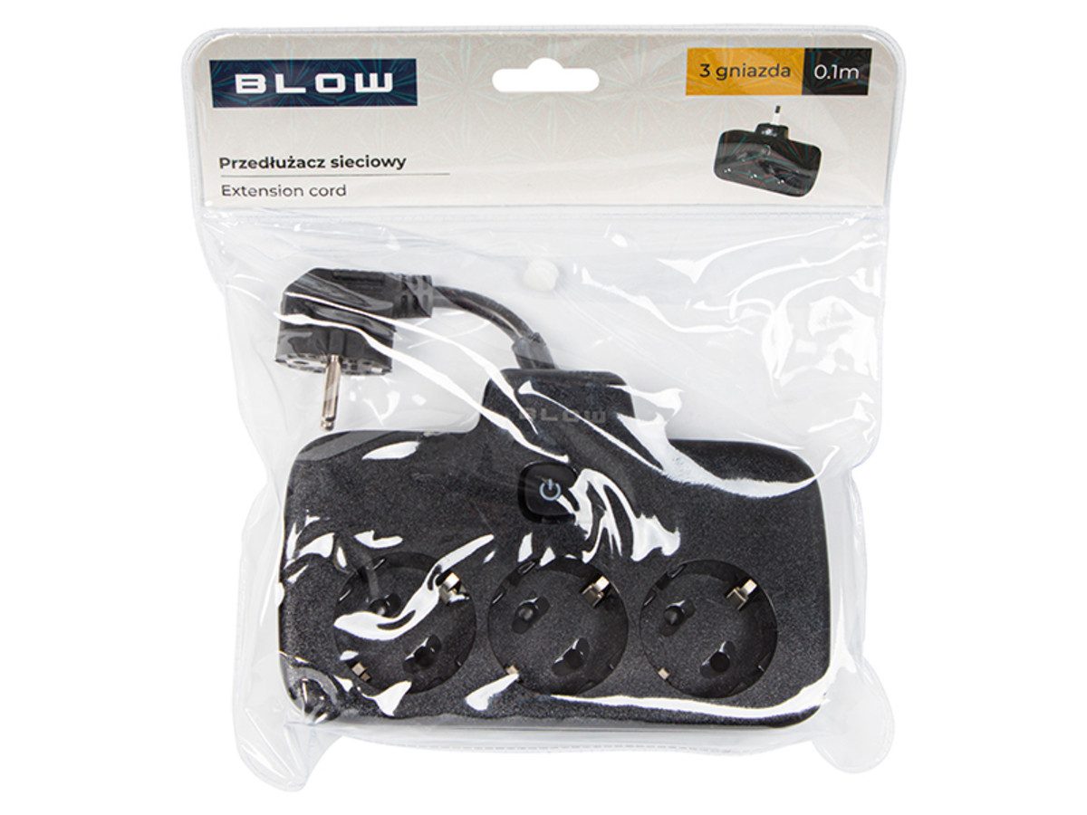 BLOW BLOW PS-310 3-fach Verlängerung 0,1m Schwarz Mehrfachsteckdose