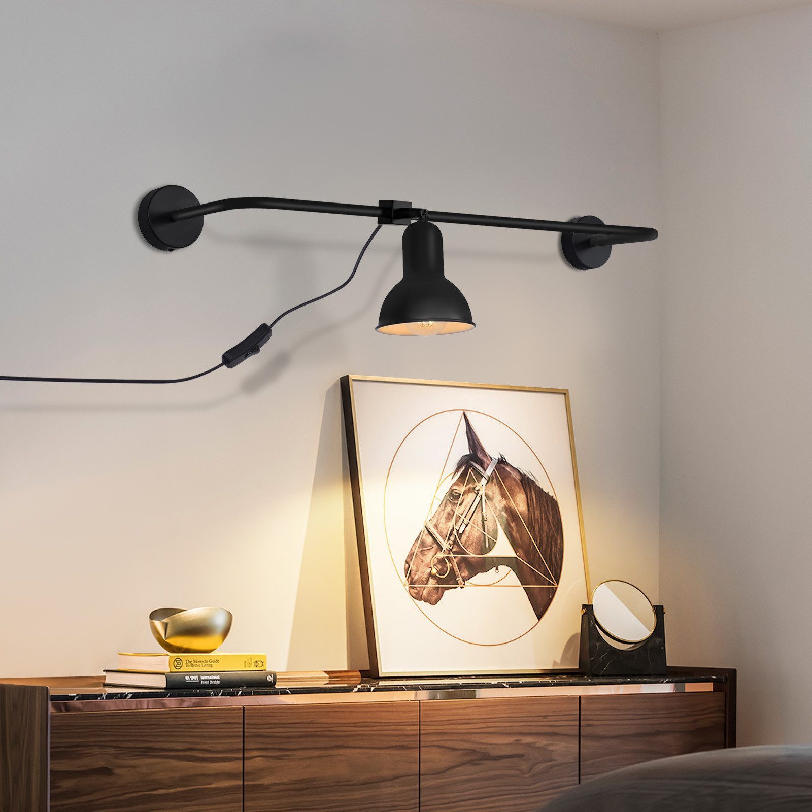 Nettlife Wandleuchte Innen Wandlampe Schwarz Vintage Schwenkbar Metall, LED günstig online kaufen