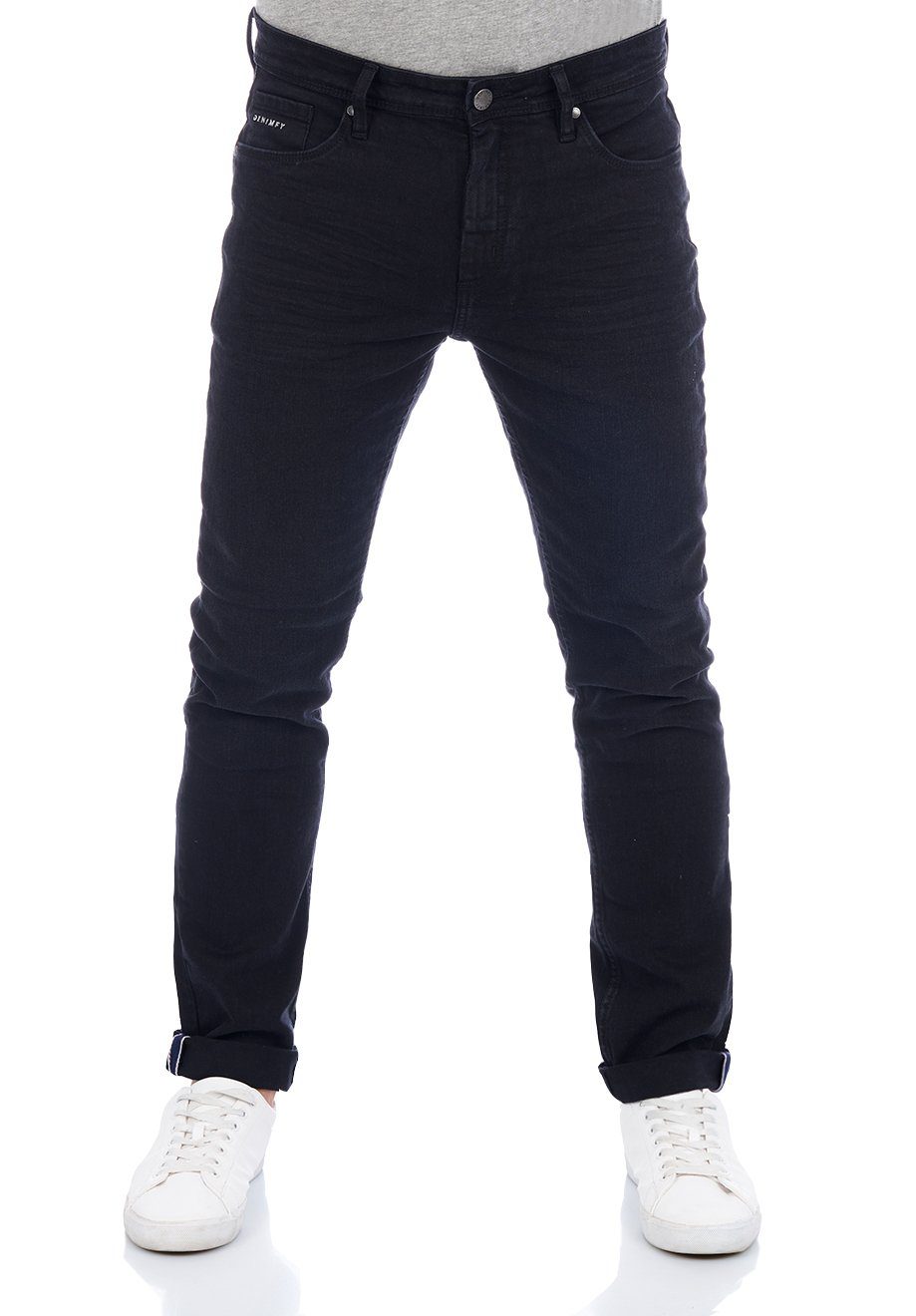 DENIMFY Straight-Jeans Herren Jeanshose DFMiro Straight Fit Jeanshose mit Stretch Black Denim (B122)