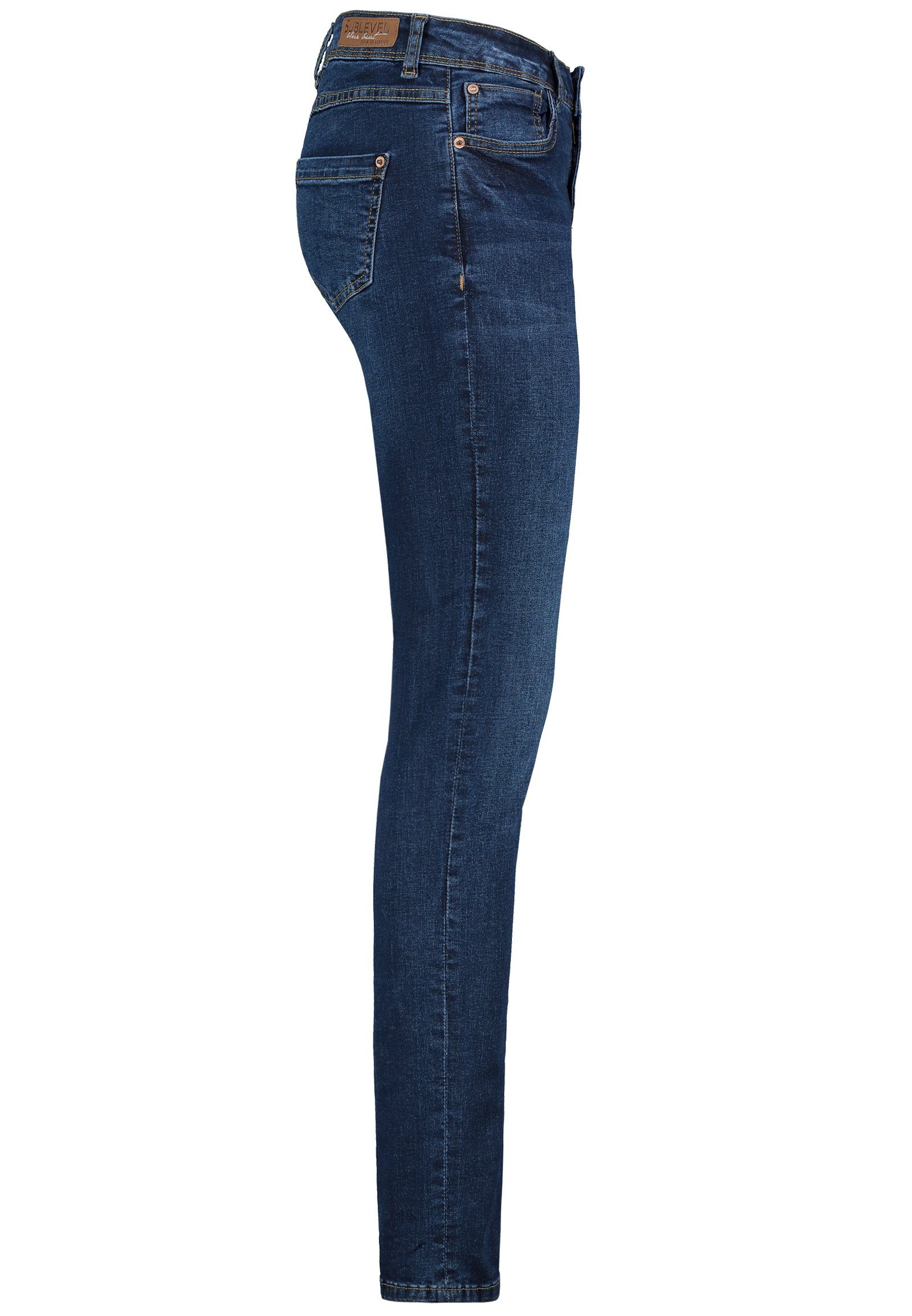 SUBLEVEL Slim-fit-Jeans Sublevel Stretch Slim Denim Jeans Jeanshose Hose Röhre Dunkelblau Damen Fit Hose