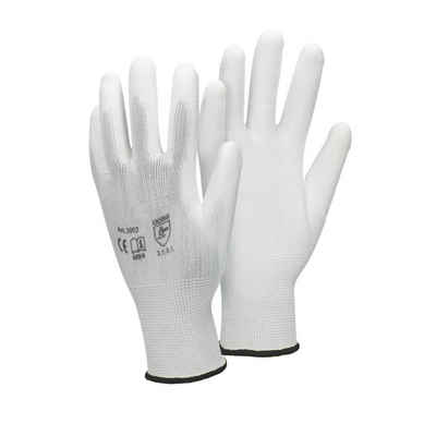 ECD Germany Arbeitshandschuh-Set Arbeitshandschuhe Mechanikerhandschuhe Montagehandschuhe 36 Paar PU-Beschichtung Größe 10-XL Weiß atmungsaktiv rutschfest