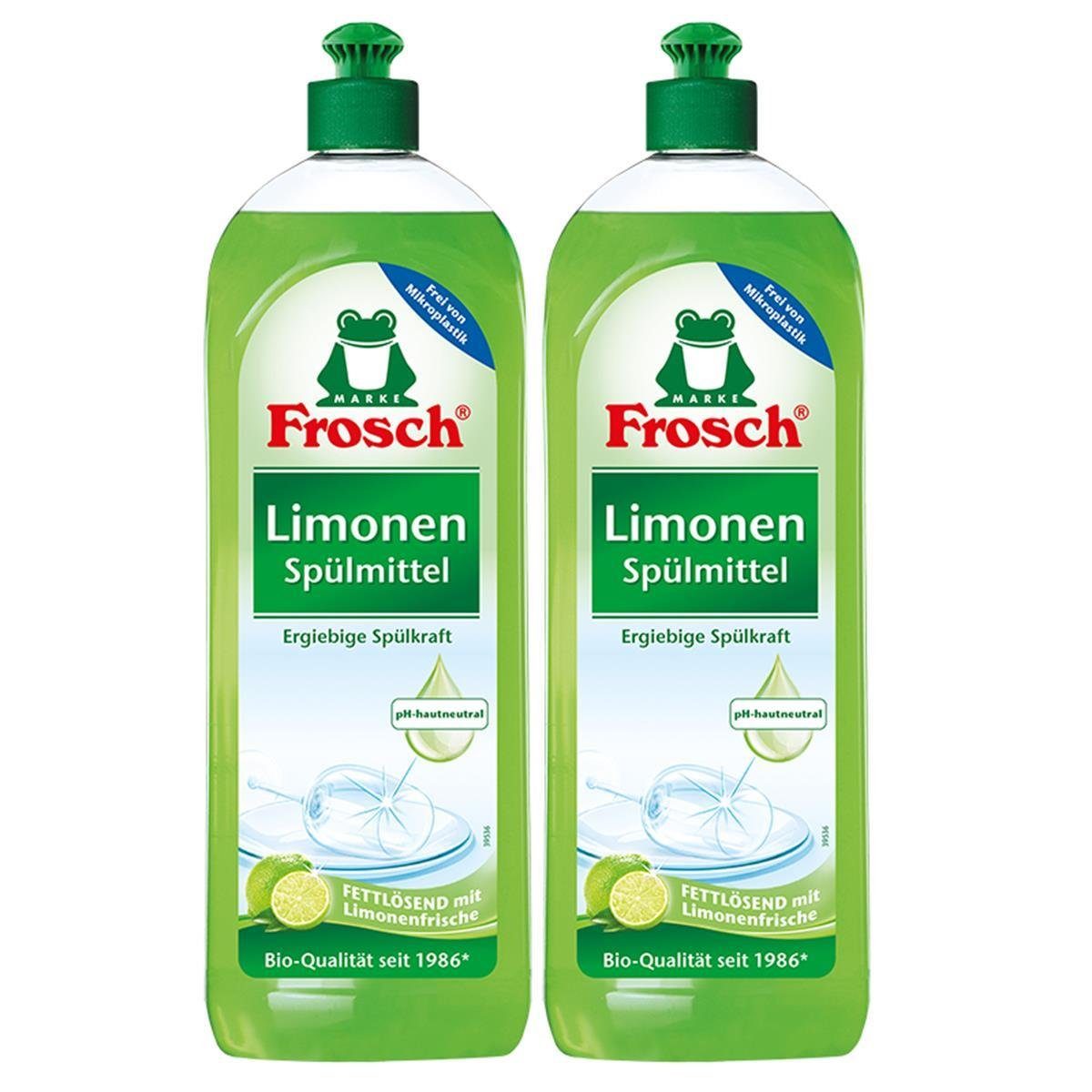 FROSCH 2x Frosch Spülmittel 750 ml mit fettlösenden Limonen-Extrakten Geschirrspülmittel