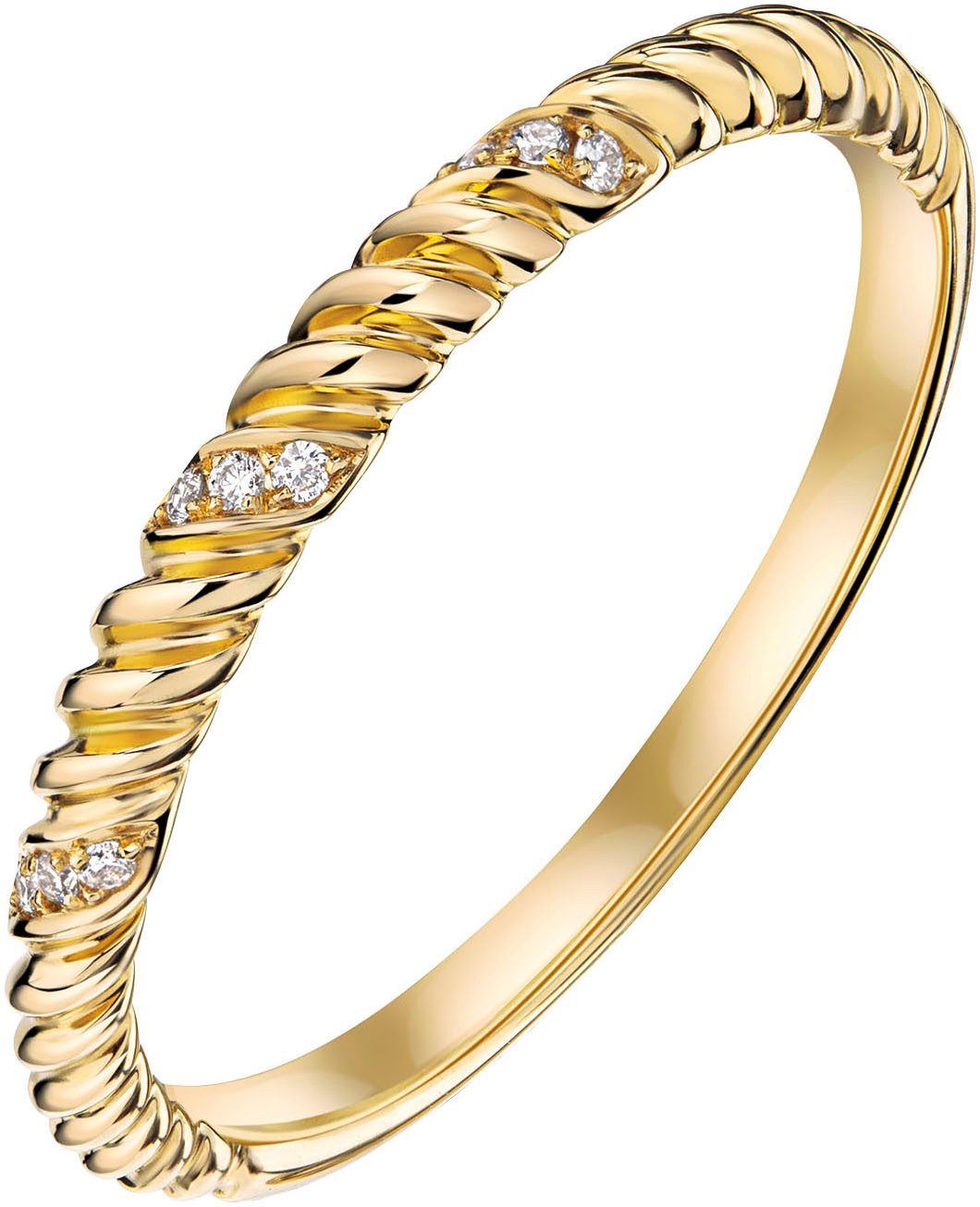 Firetti Fingerring Schmuck Geschenk Gold 585 Goldring Twisted Diamond, mit Brillanten