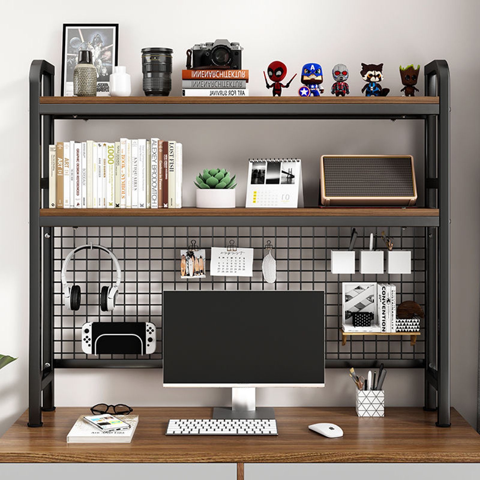 TWSOUL Bücherregal Desktop-Bücherregal mit Gitter, Desktop-Aufbewahrungsregal, 75*20*98cm