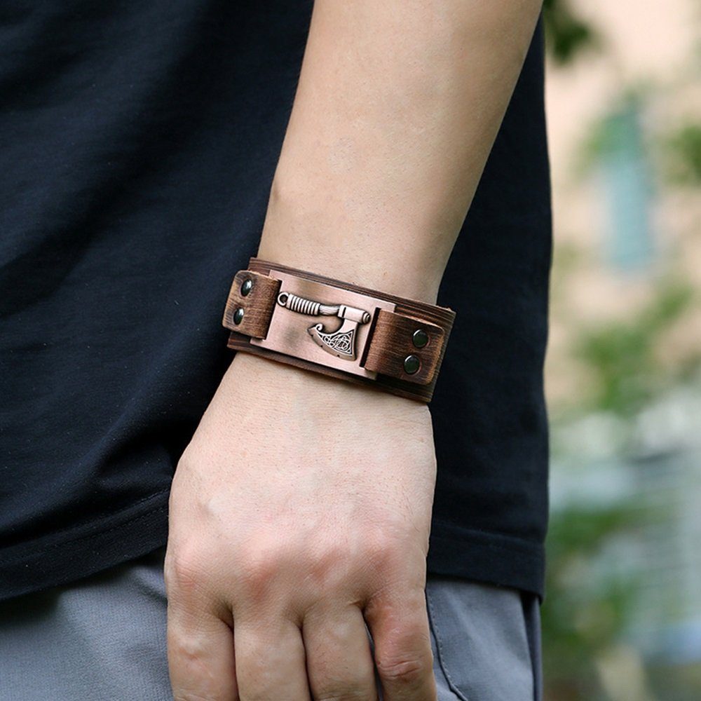 Eyecatcher Lederarmband Wickinger Axt Silber Bronze günstig online kaufen