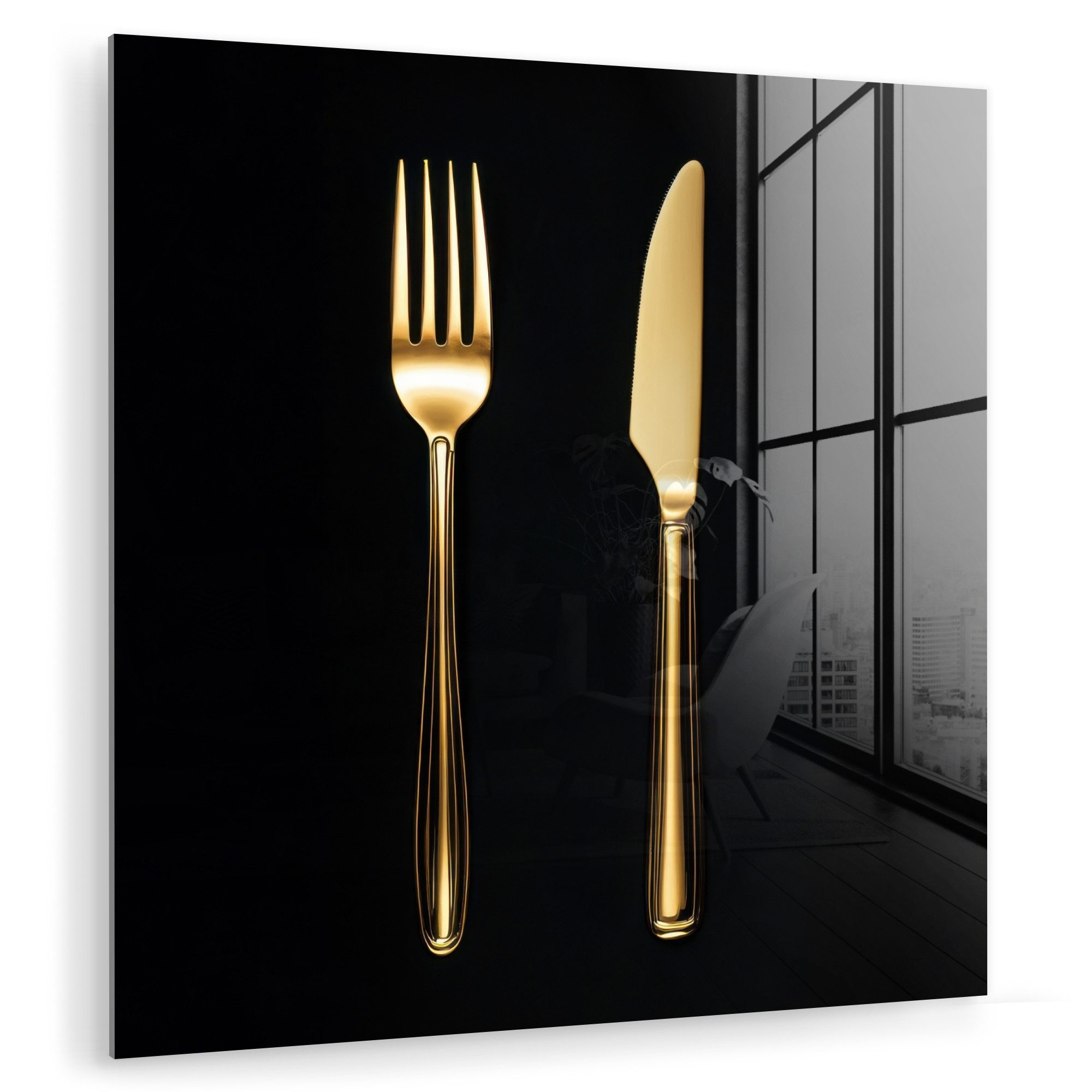 MuchoWow Acrylglasbild Besteck - Gold - günstig online kaufen