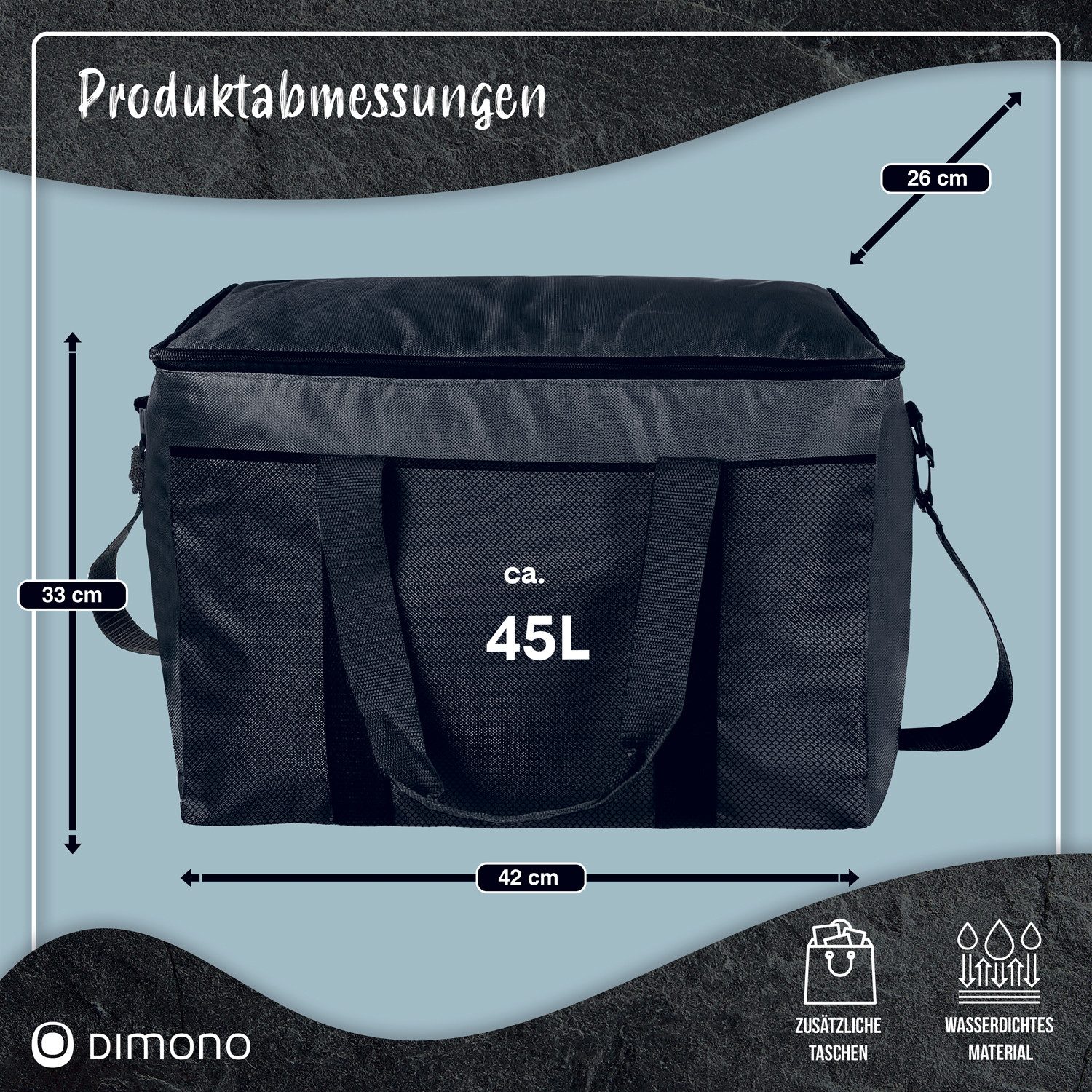 Goods+Gadgets Thermobehälter Kühltasche wasserdicht Thermobehälter Isoliertasche Camping & Picknick, Polyestergewebe, (XXL, Isotasche), Camping-Tasche Wärmetasche