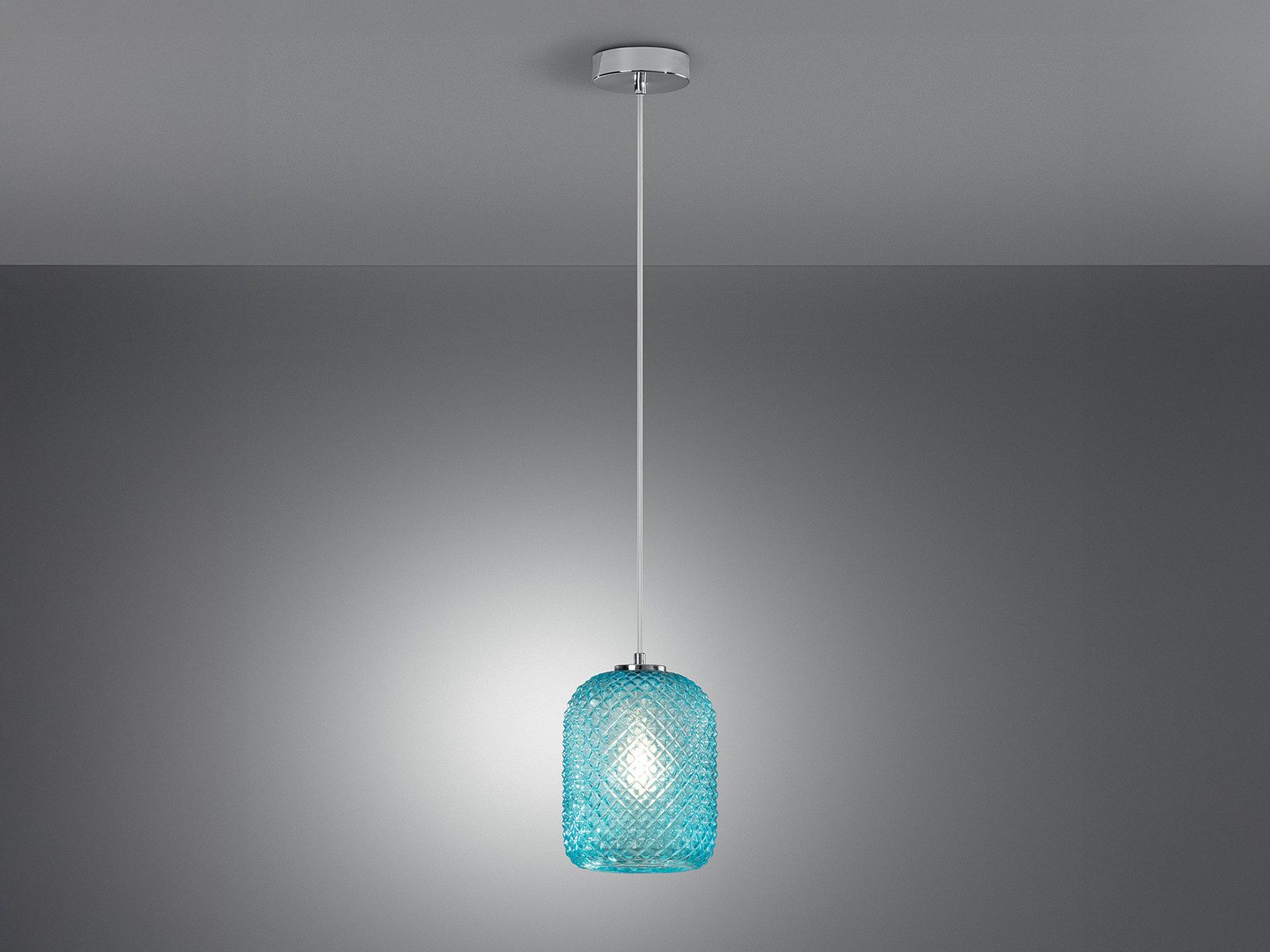 Luce Ambiente Design LED Pendelleuchte, Dimmfunktion, LED wechselbar, Warmweiß, mit Glas Lampenschirm Blau über Kücheninsel & Kochinsel hängend Ø 15cm
