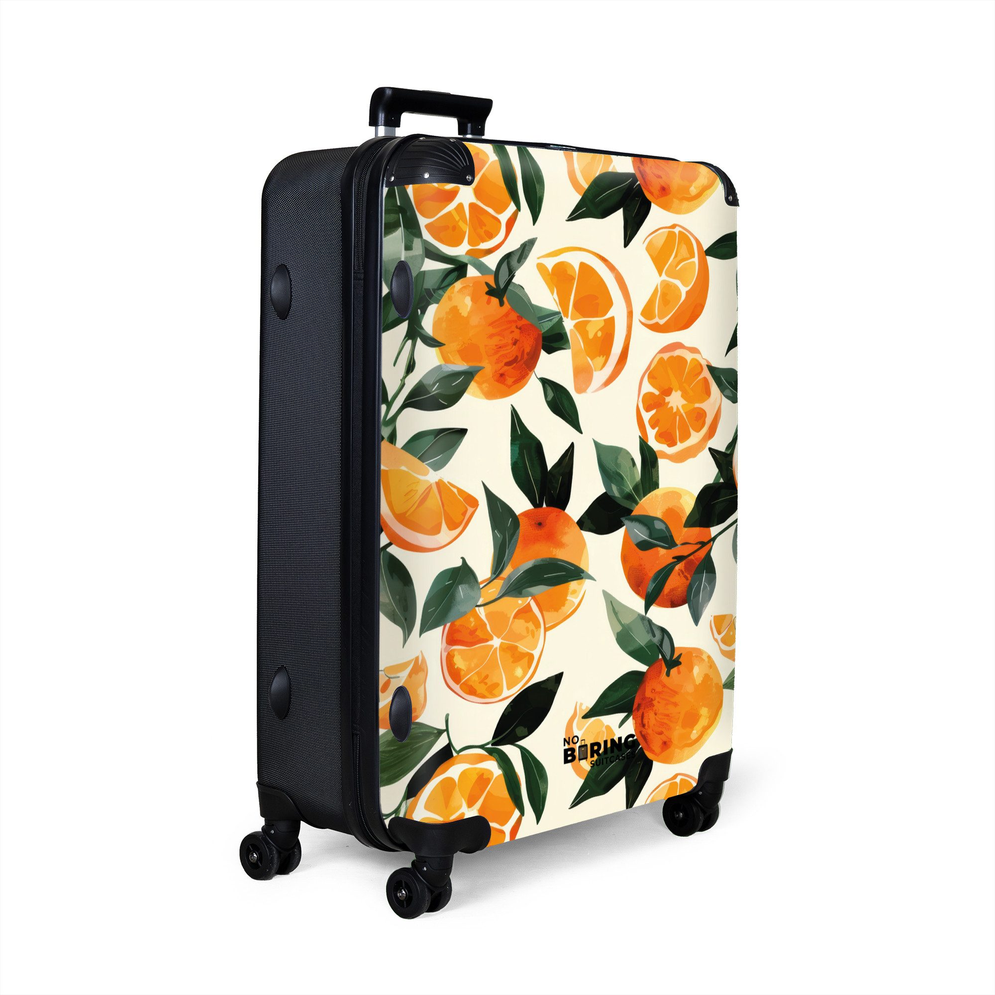 NoBoringSuitcases.com© Hartschalen-Trolley Beige mit Orangen und günstig online kaufen
