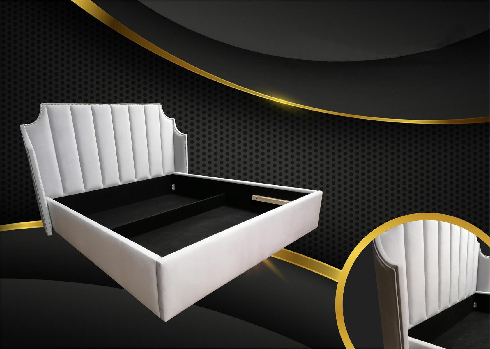 JVmoebel Bett Elegantes Doppelbett aus hochwertigem Holz in zeitlosem Weiß (1-tlg., Bett), Made in Europa