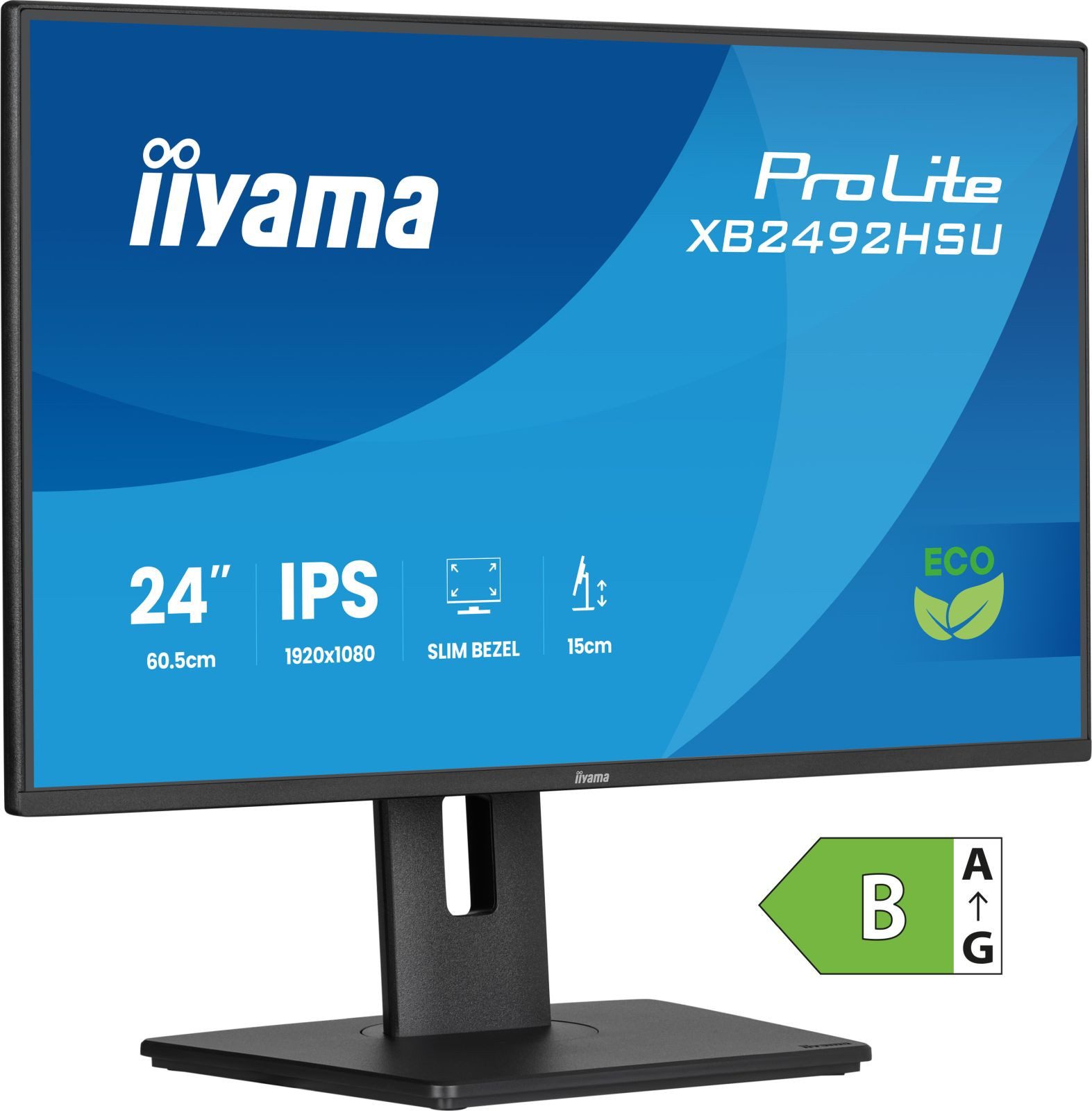Iiyama XB2492HSU-B1 TFT-Monitor (1920 x 1080 px, Full HD, 3 ms Reaktionszeit, 120 Hz, IPS, Adaptive-Sync, Lautsprecher, HDCP, Pivot, Höhenverstellbar)