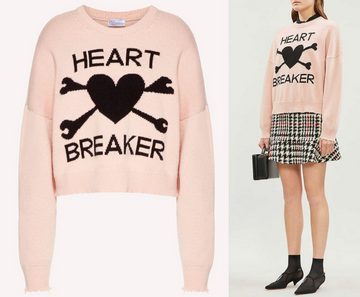 RED VALENTINO Strickpullover VALENTINO RED Heart Breaker Cropped Distressed Wool Cashmere Jumper Pu
