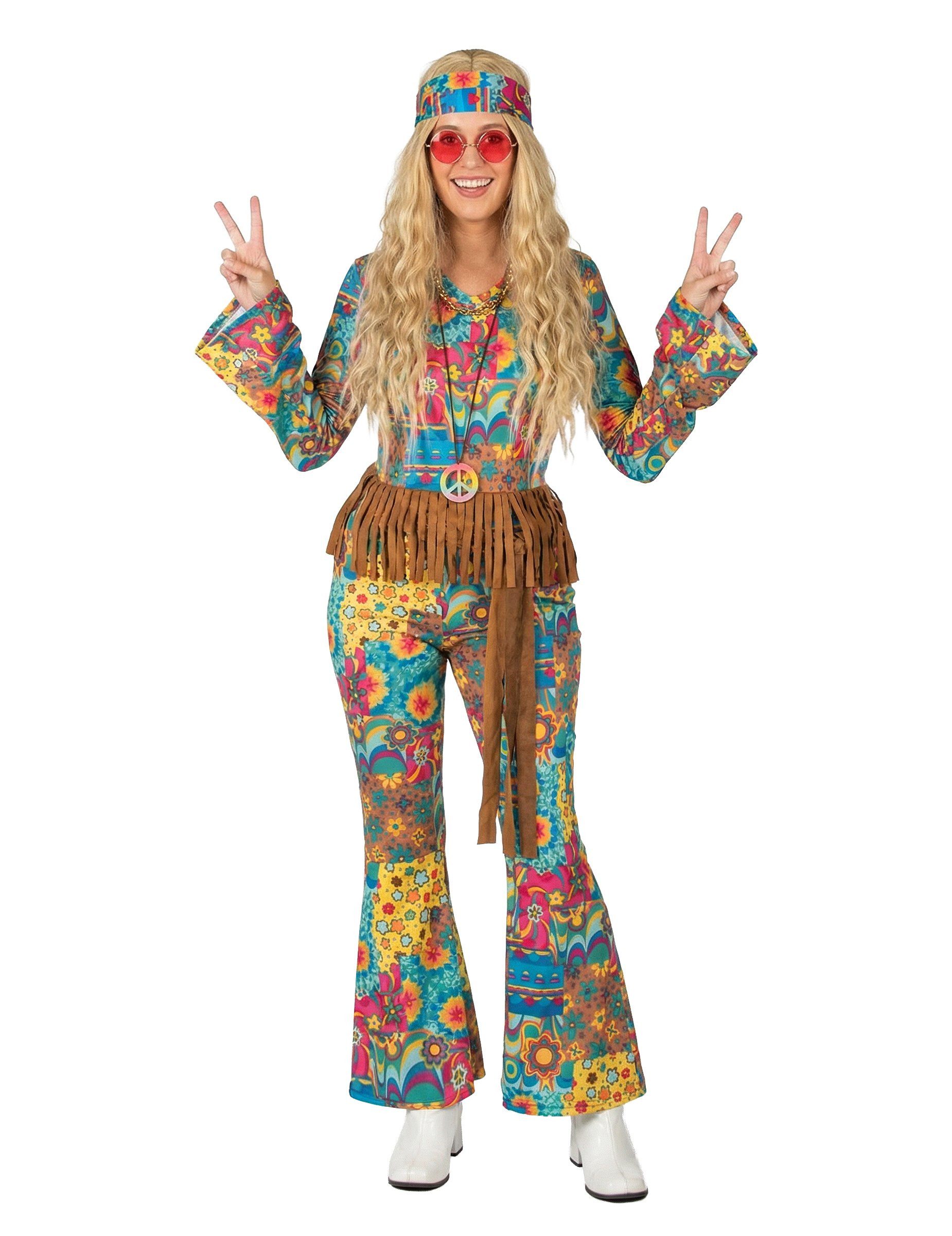 Kostüm 60er Jahre Hippie Damenkostüm Sixties bunt