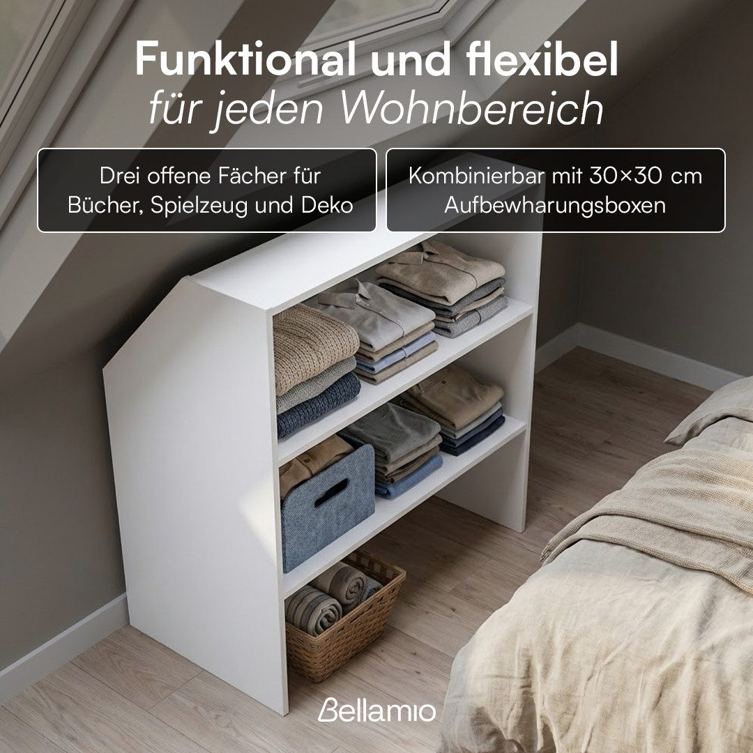 Bellamio Regal Aland Dachschrägenregal 45 Grad-Winkel, Weiß, 90 cm breit, verfügbar mit & ohne Türen