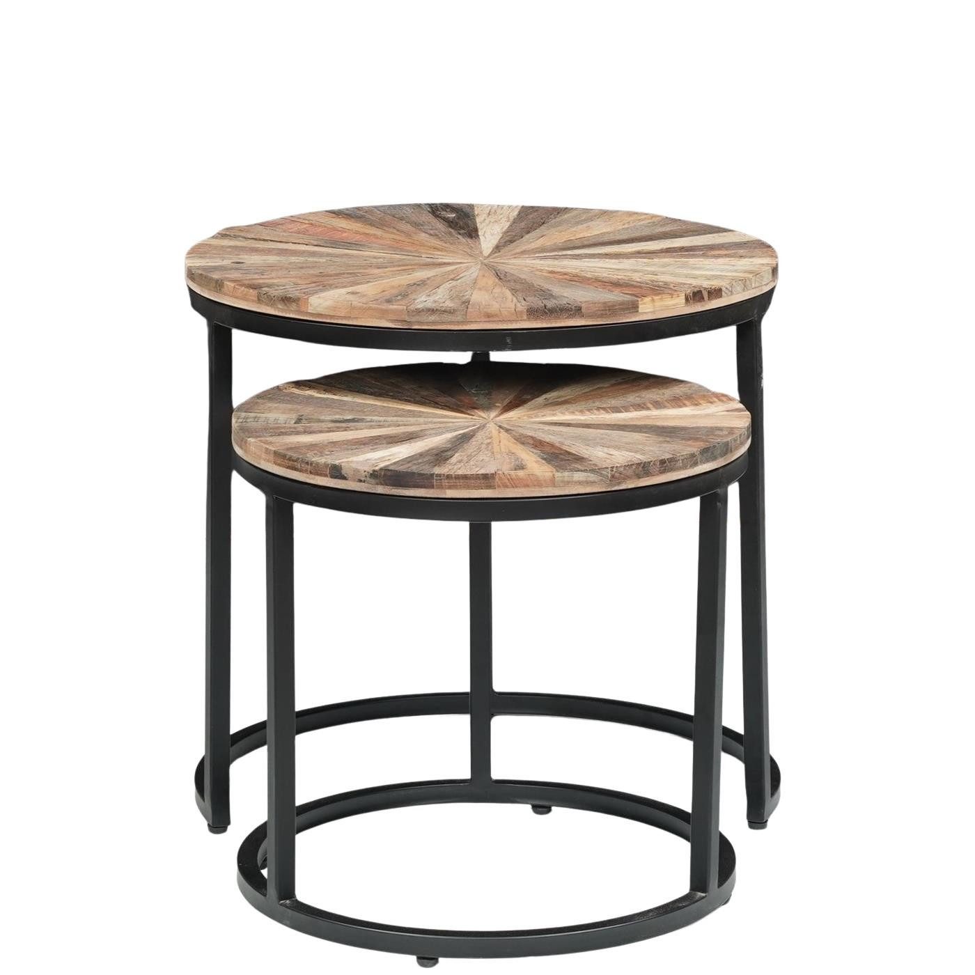 baario Couchtisch Couchtisch MERID ohne Glasplatte, Altholz recycelt rund massiv Industrial