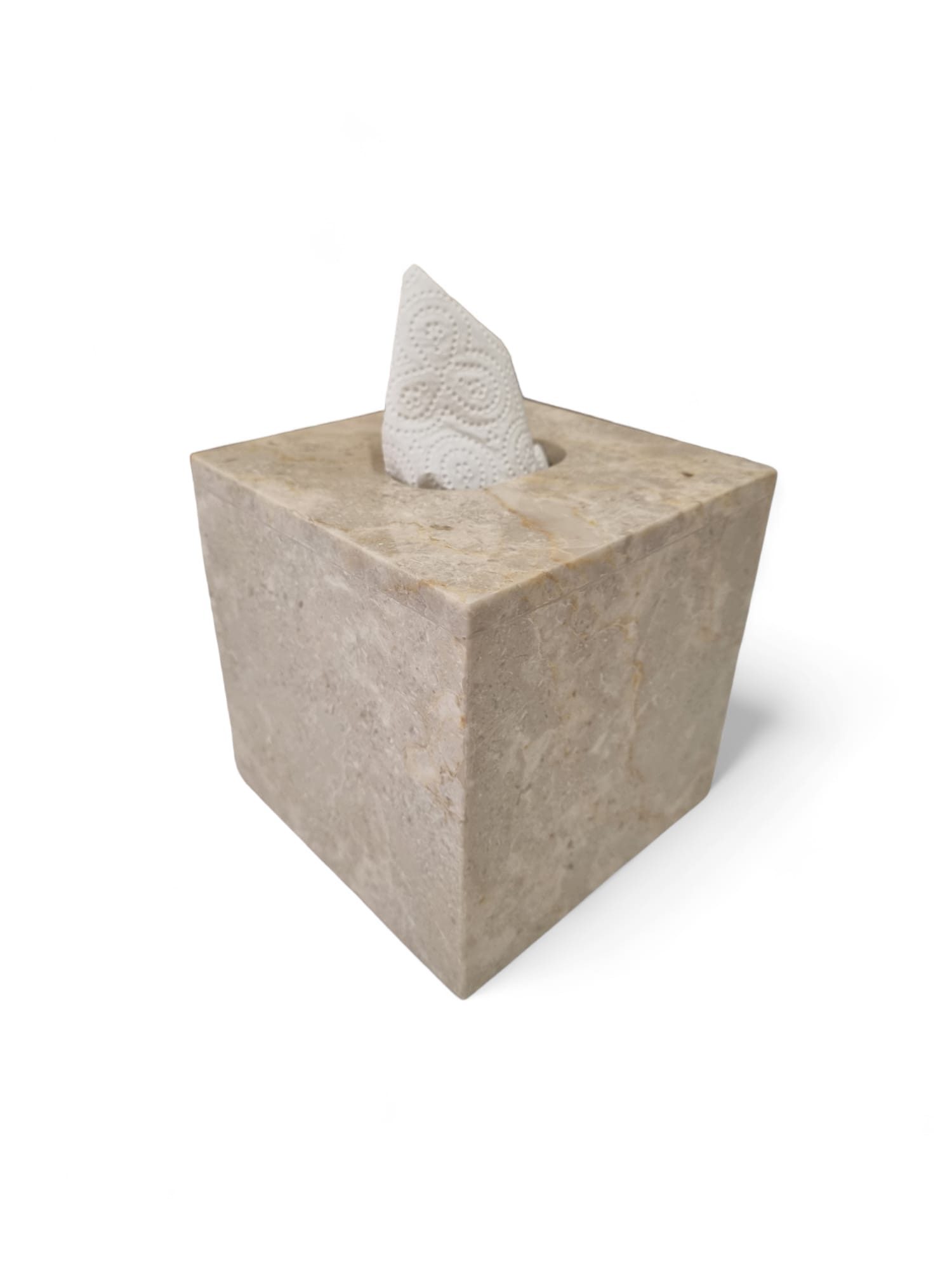 Kinaree Papiertuchbox Marmor Taschentuchbox, Marmor, Naturstein, Beige, poliert