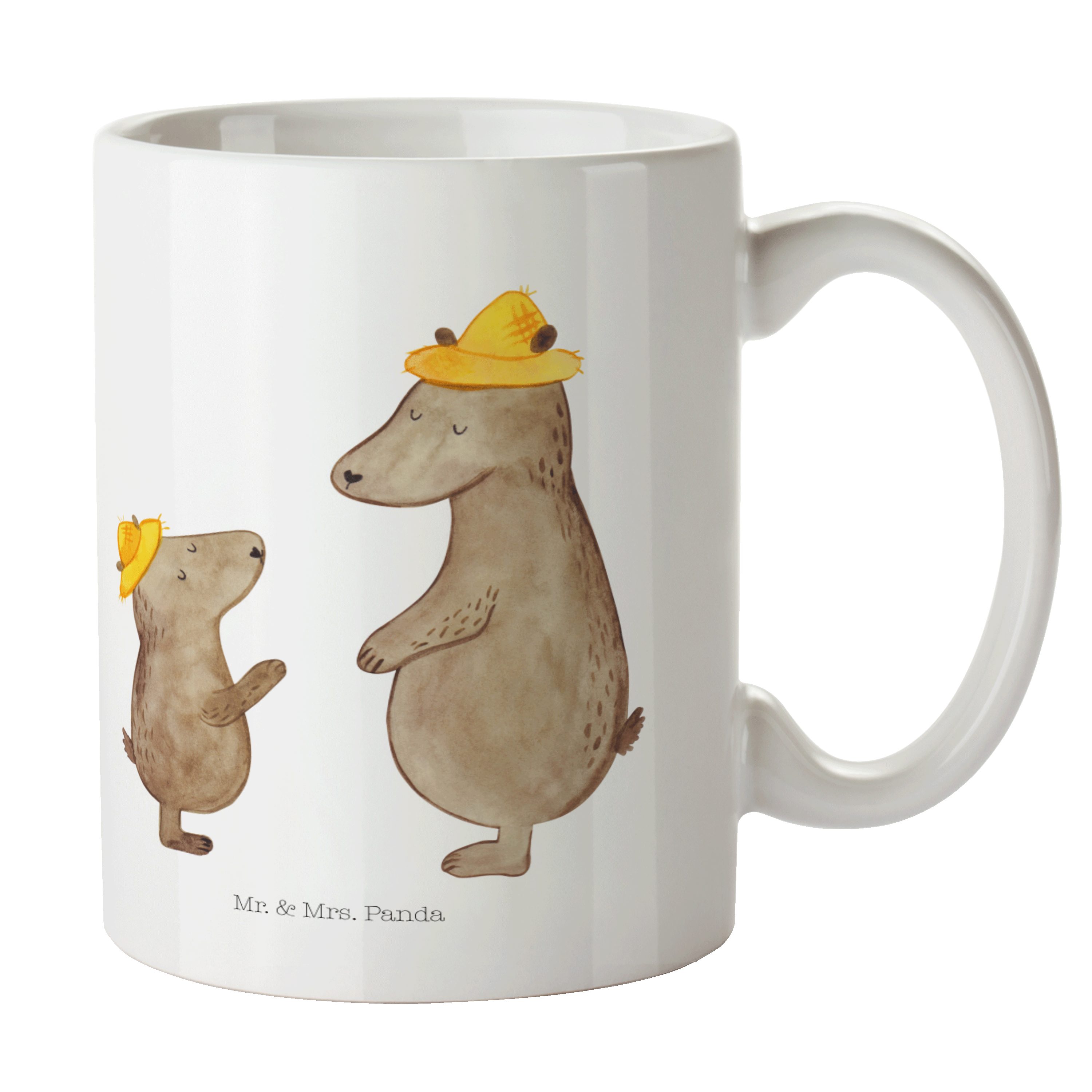 Mr. & Mrs. Panda Tasse Bären mit Hut - Weiß - Geschenk, Geschenk Tasse, Bruder, Familie, Vat, Keramik