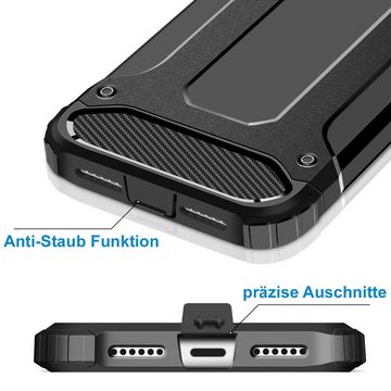 FITSU Handyhülle Outdoor Hülle für iPhone SE (2022) Schwarz, Robuste Handyhülle Outdoor Case stabile Schutzhülle mit Eckenschutz
