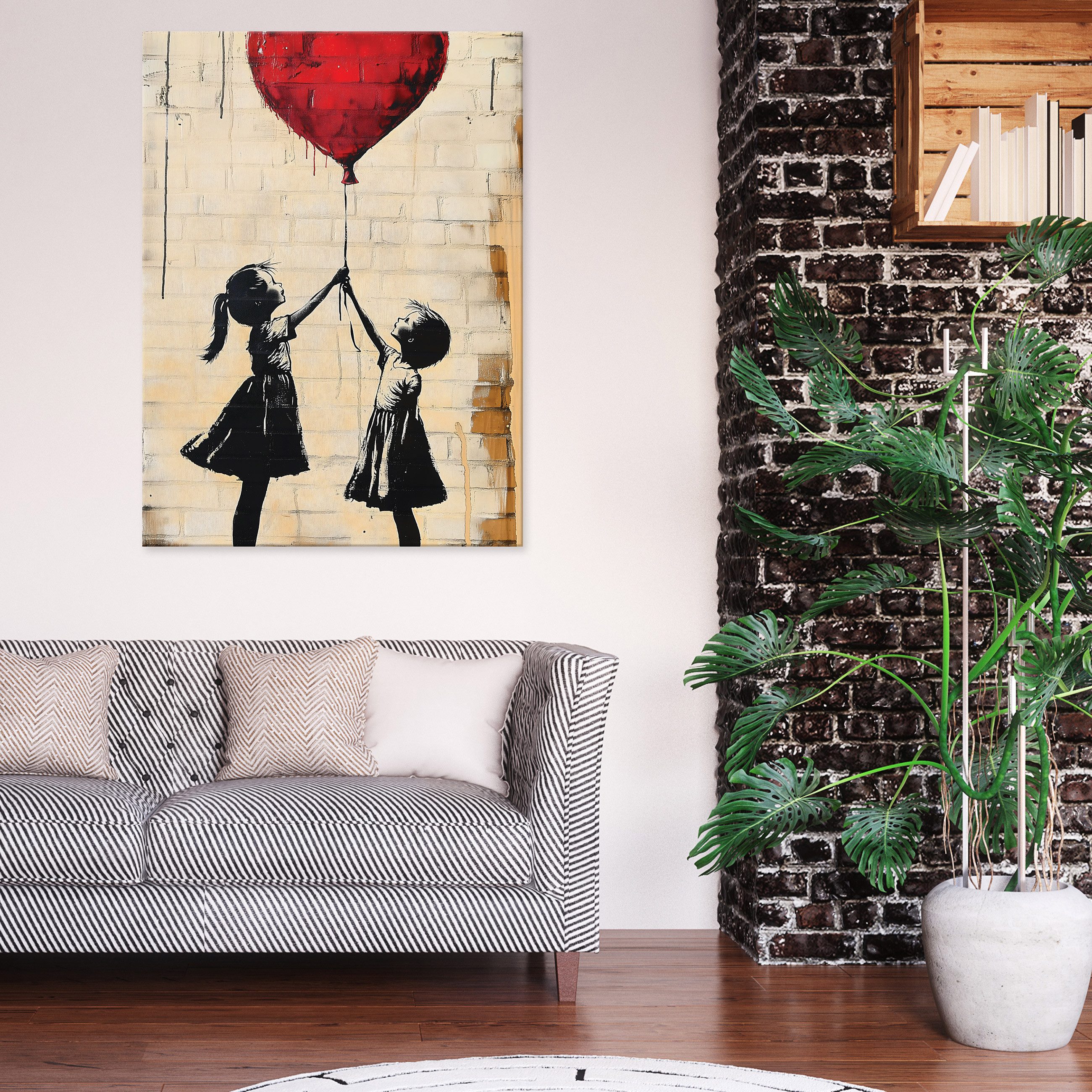 Wallarena Leinwandbild Abstrakt Beige Banksy Graffitti Modern Wandbilder Wa günstig online kaufen