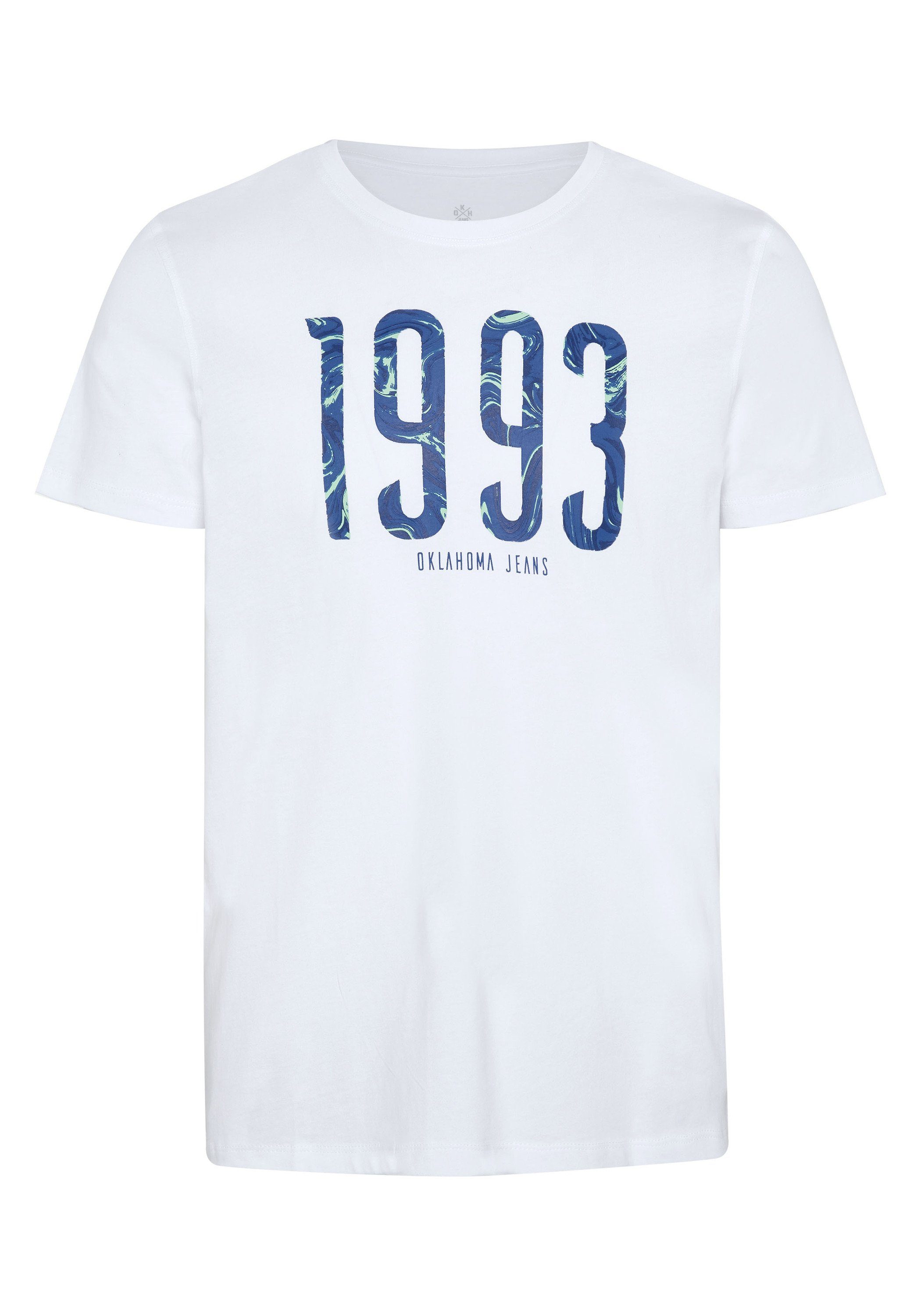 Oklahoma Jeans Print-Shirt mit 1993-Print 11-0601 Bright White