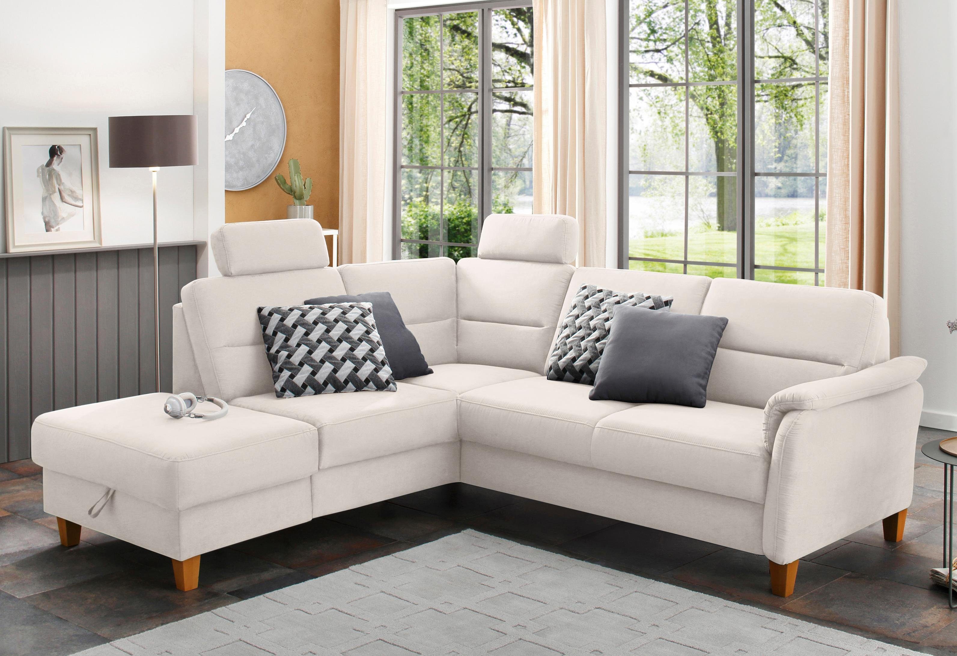 Home affaire Ecksofa Palmera L-Form, B: 236 cm, optional Bettfunktion & Bettkasten, Federkern