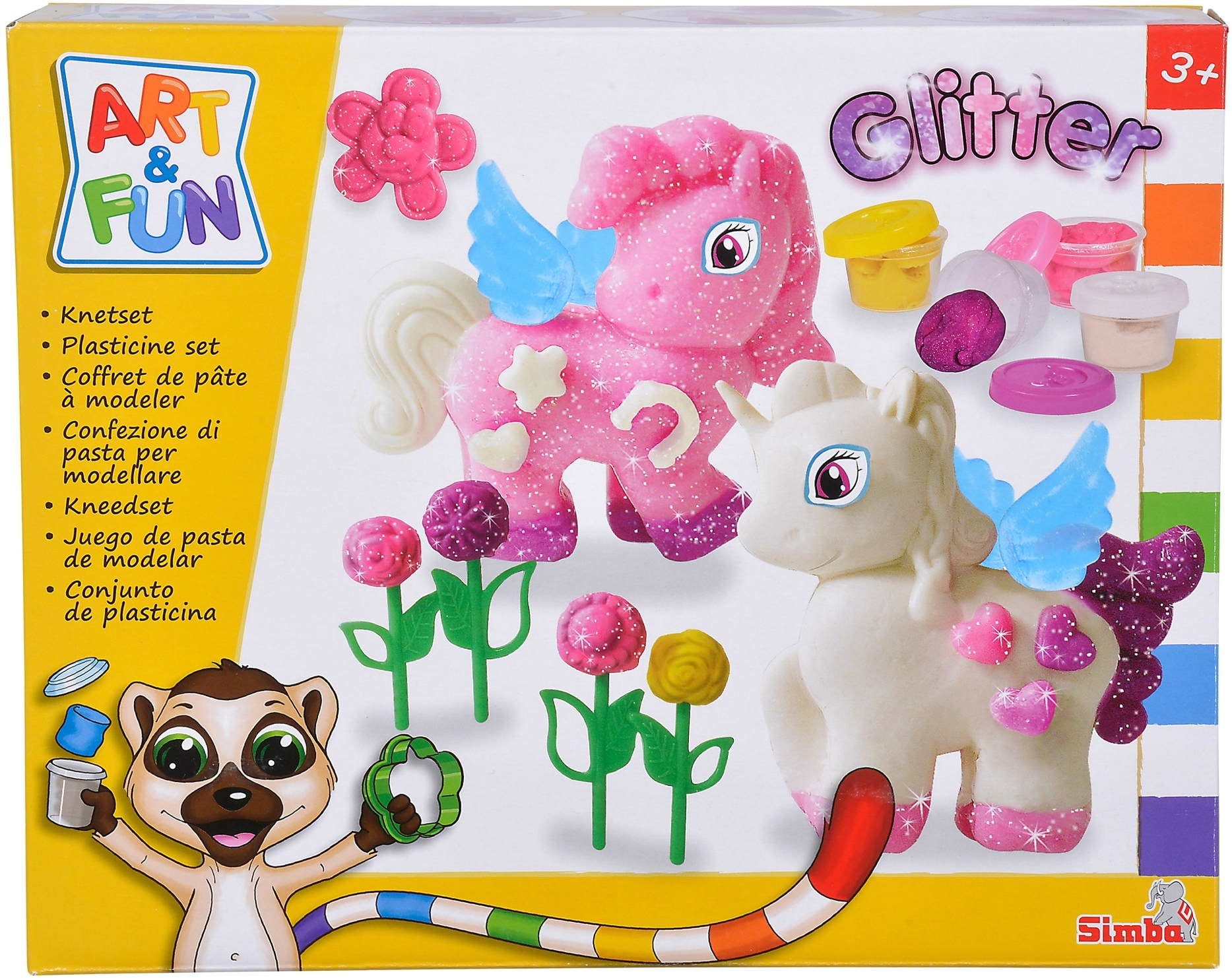 SIMBA Knete Spielzeug Kreativ Knete ART & FUN Knetset Glitzer Einhorn 106326016