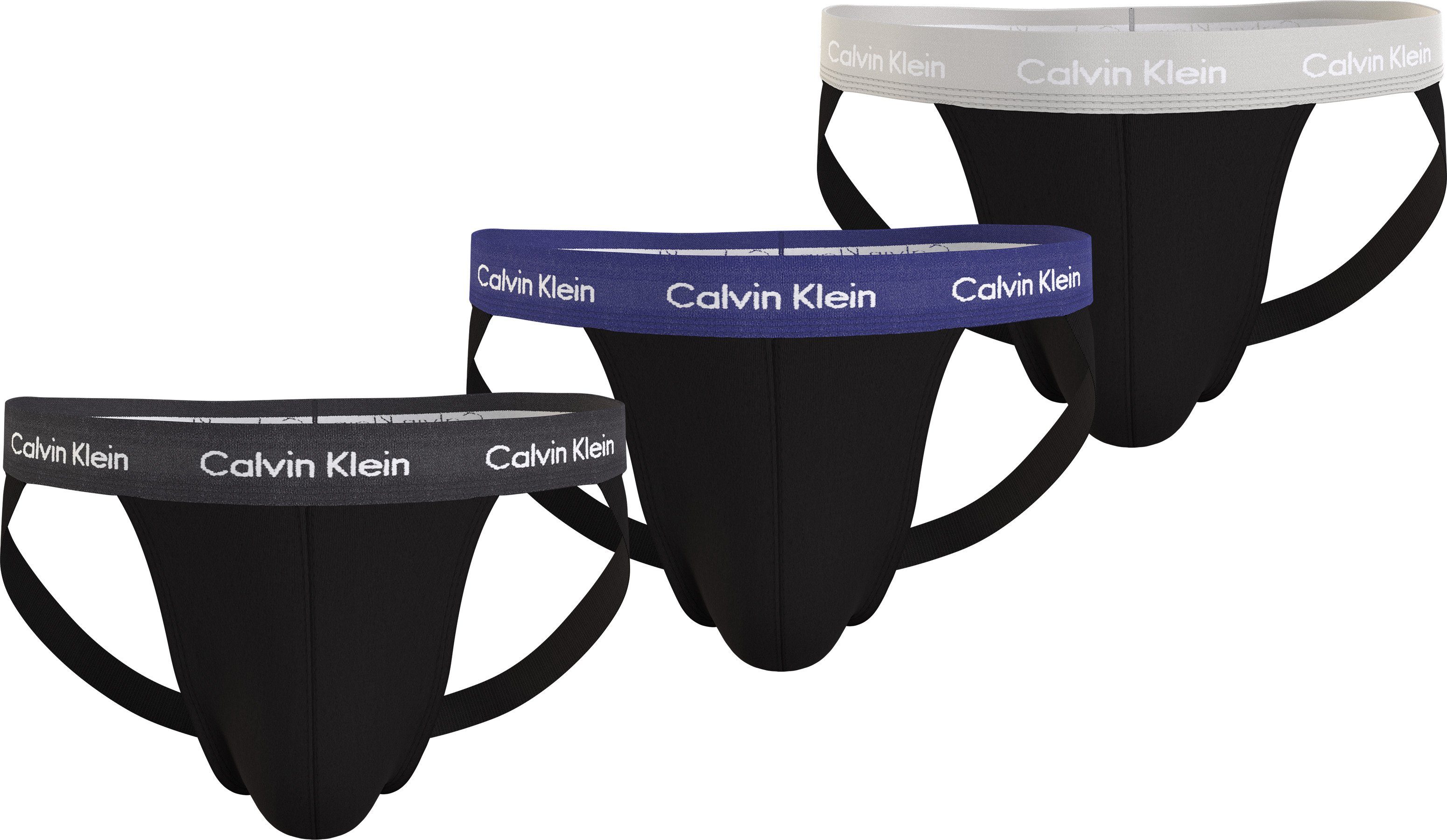 Calvin Klein Underwear B-_PHTM_GRY,_SPCT_BLU,_VPRS_GRY_WBS Logo-Elastikbund 3-St., STRAP (Packung, 3PK 3er-Pack) mit JOCK String