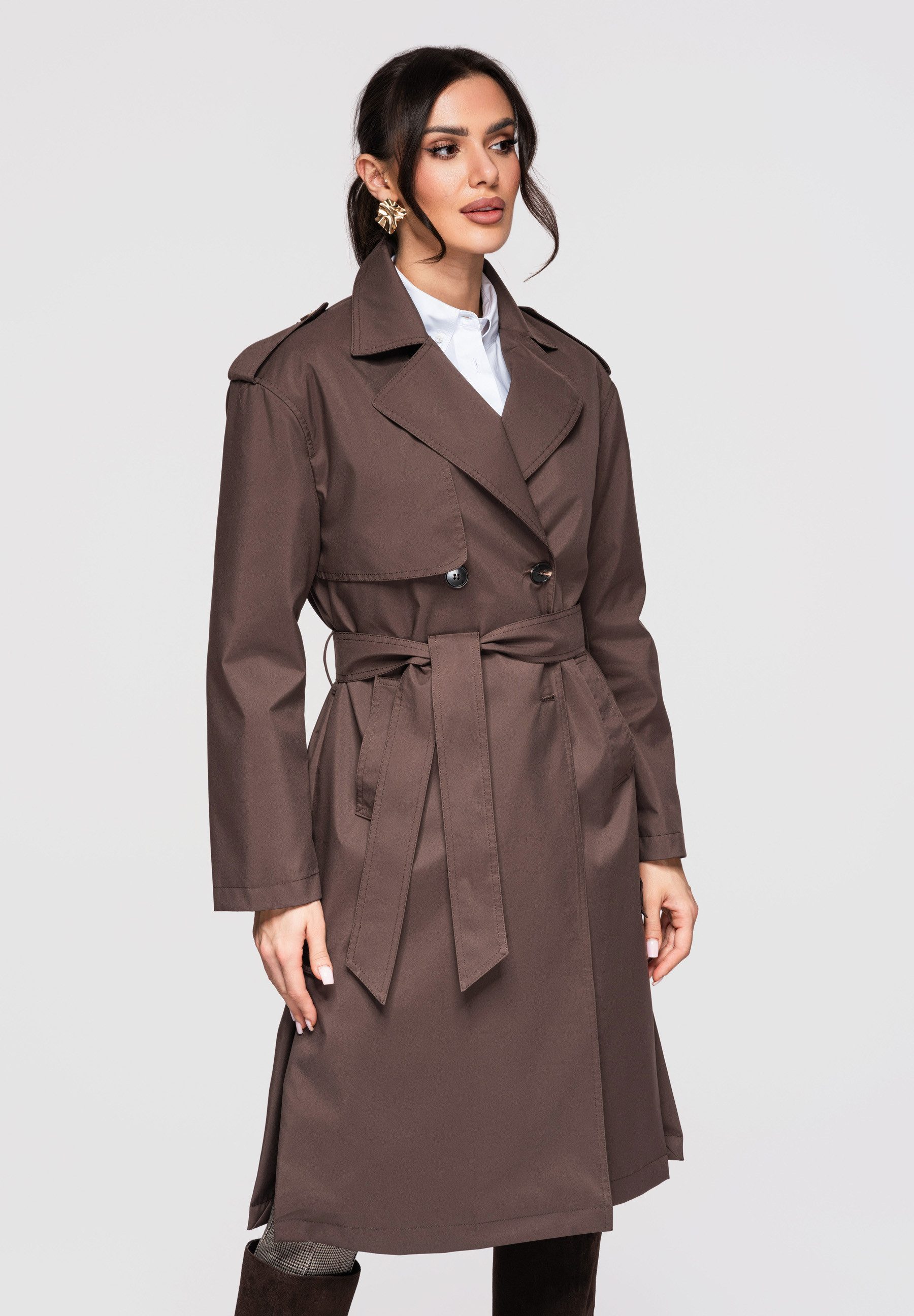 OMBRE Trenchcoat Knie­langer Übergangsmantel im klassischen Trenchcoat-Stil klassischer Trenchcoat-Schnitt