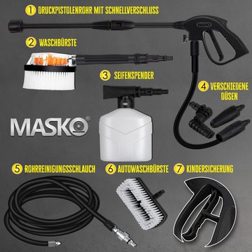 MASKO Hochdruckreiniger, Druck max: 165 bar, 2200 W, Fördermenge max: 450 l/h, Hochdruckreiniger 2200 Watt 165 bar 450 l/h mit Spule