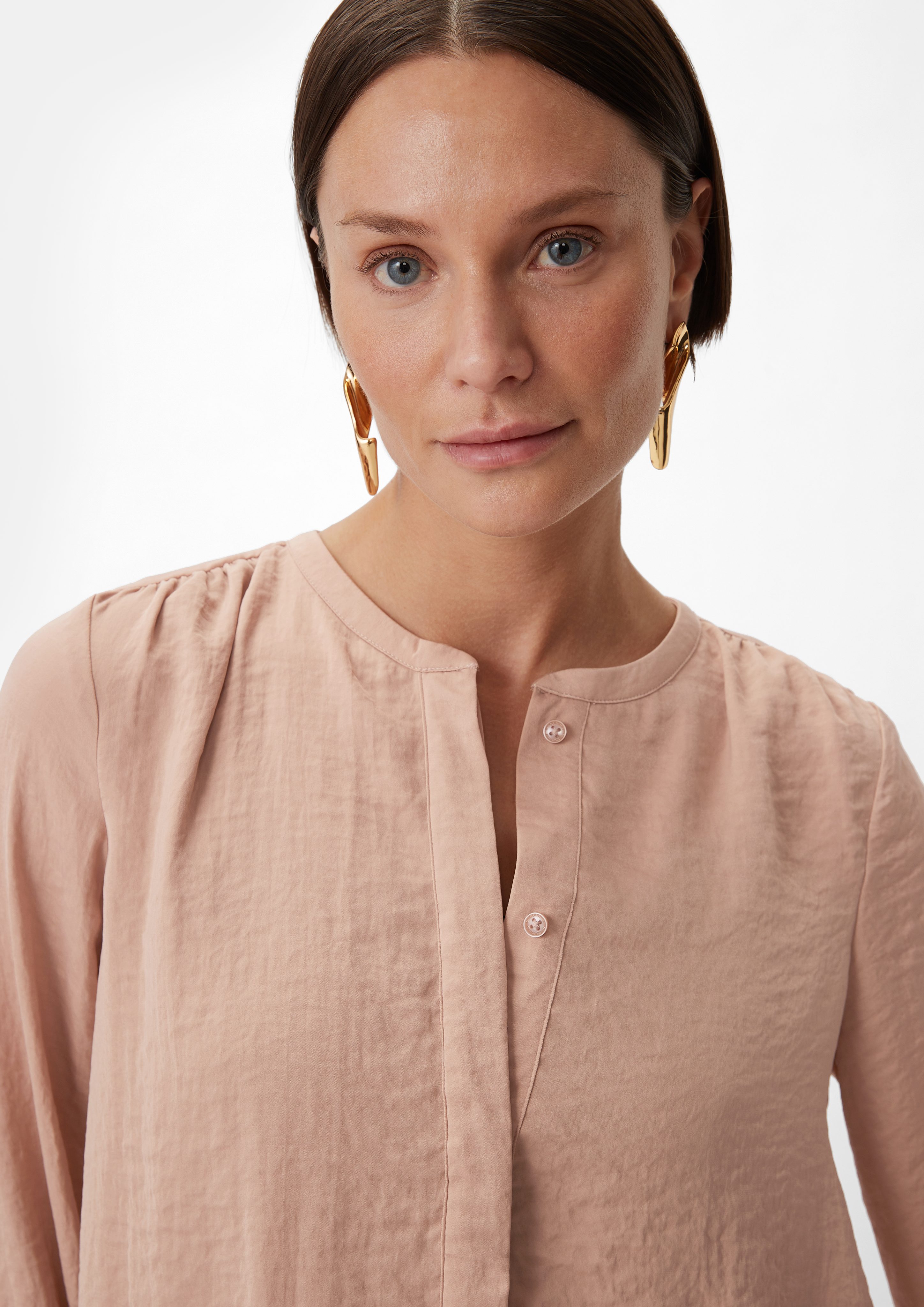Comma Langarmbluse Satinbluse mit gerafftem Bund günstig online kaufen