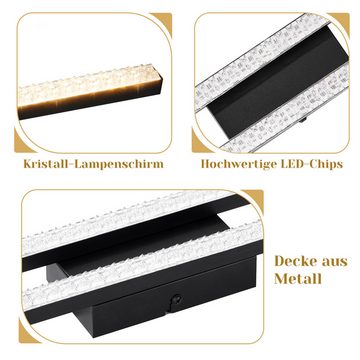 Nettlife LED Deckenleuchte Kristall Schlafzimmer Schwarz Deckenlampe 18W Modern Metall 3000K, LED fest integriert, Warmweiß, Flur Küche