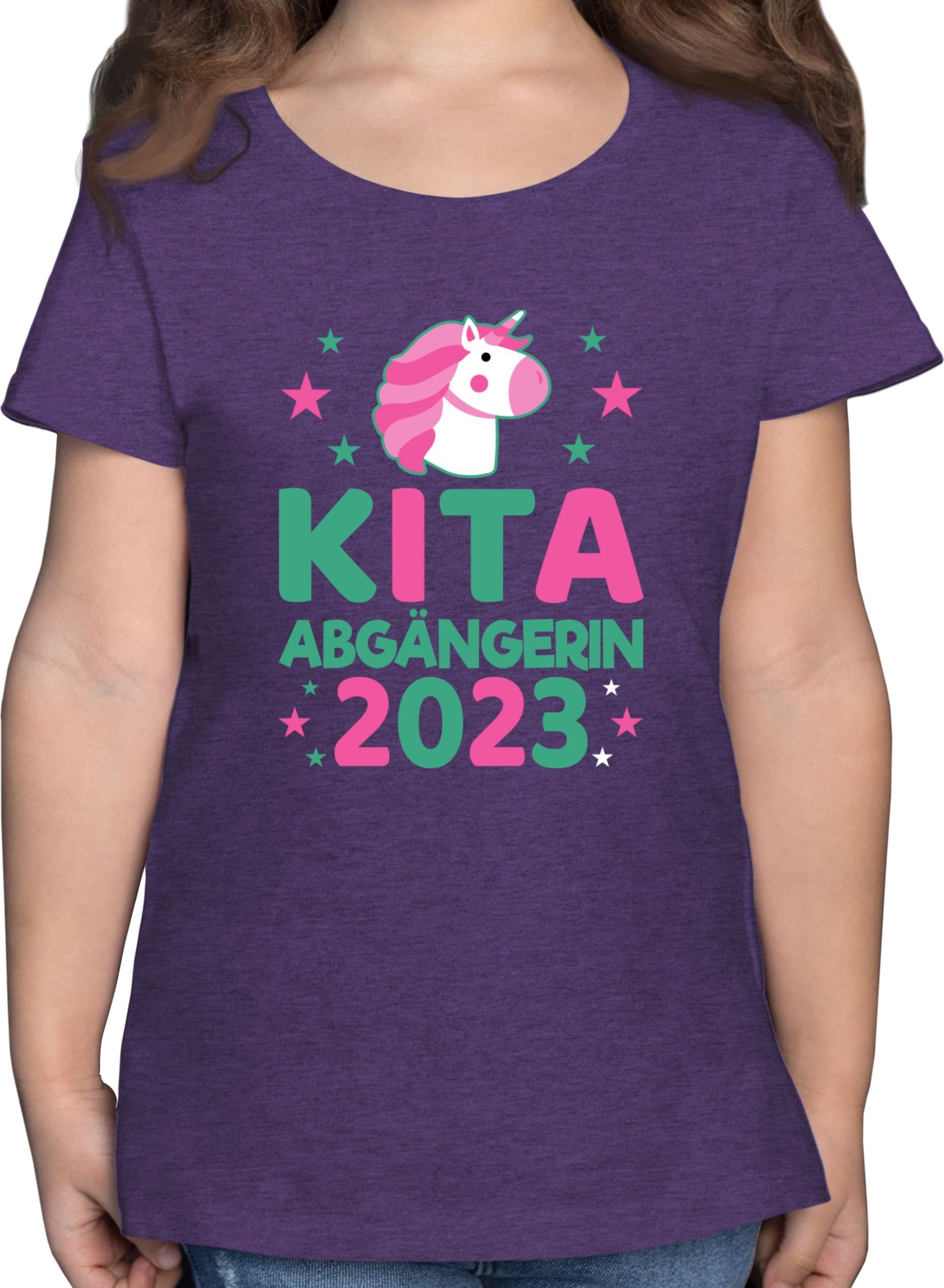 Shirtracer T-Shirt Kita Abgängerin 2023 rosa/türkis Einhorn Sterne Einschulung Mädchen 1 Lila Meliert | T-Shirts