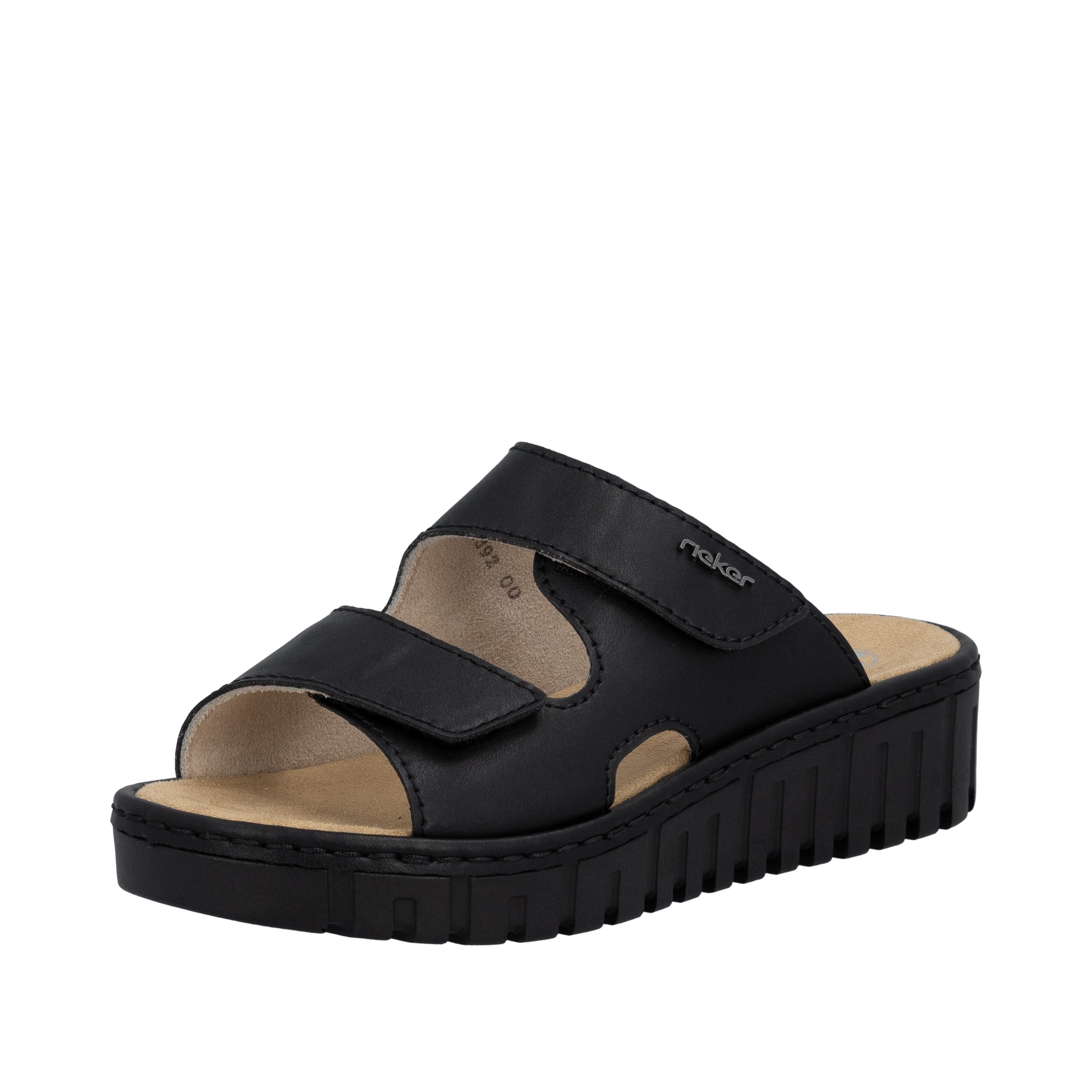 Rieker Pantolette Sommerschuh, Schlappen, Hausschuh mit modischer Plateausohle