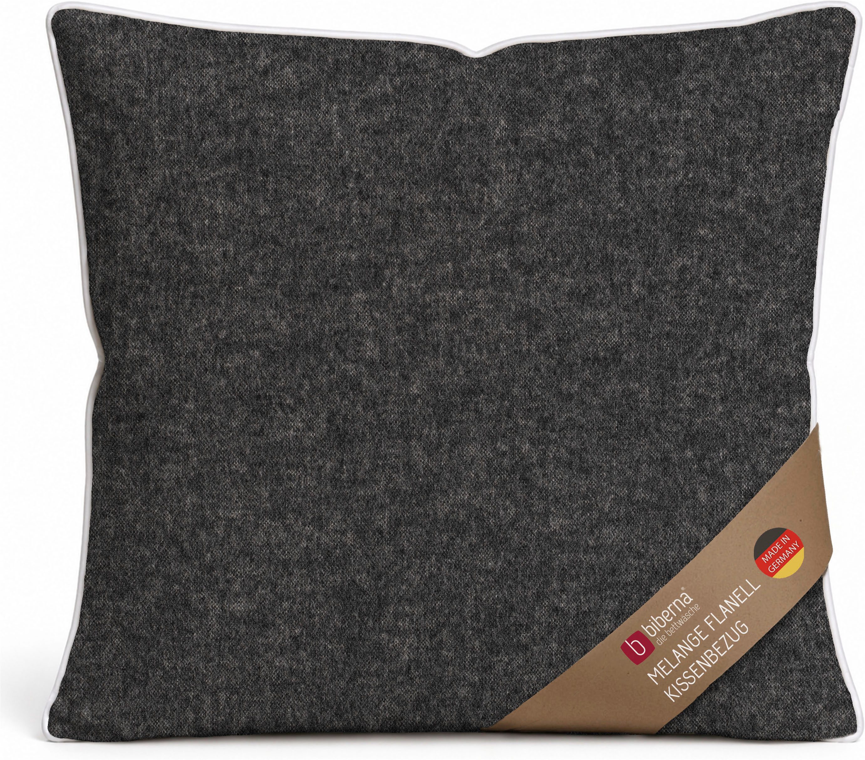 Biberna Kissenbezug 0840500 HERMAL Premium Biber Melange-Flanell 100% Baumwolle, (1 Stück), Kissenhülle, wärmend & weich, Reißverschluss, Satinpaspel