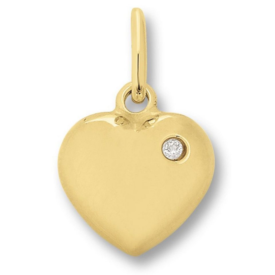 ONE ELEMENT Kettenanhänger Zirkonia Herz Herz Anhänger aus 333 Gelbgold,  Damen Gold Schmuck Herz, Breite : 9,10 mm - Höhe : 13,90 mm incl. Öse -  Durchmesser: 8,7