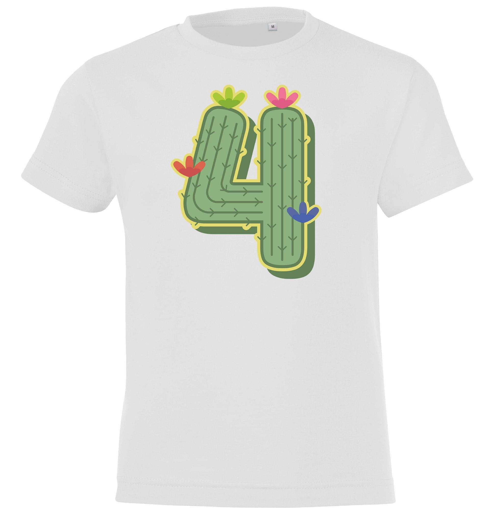 Youth Designz T-Shirt 4 Alt Frontprint Weiß T-Shirt mit Mädchen Jahre für Kaktus Geburtstags lustigem