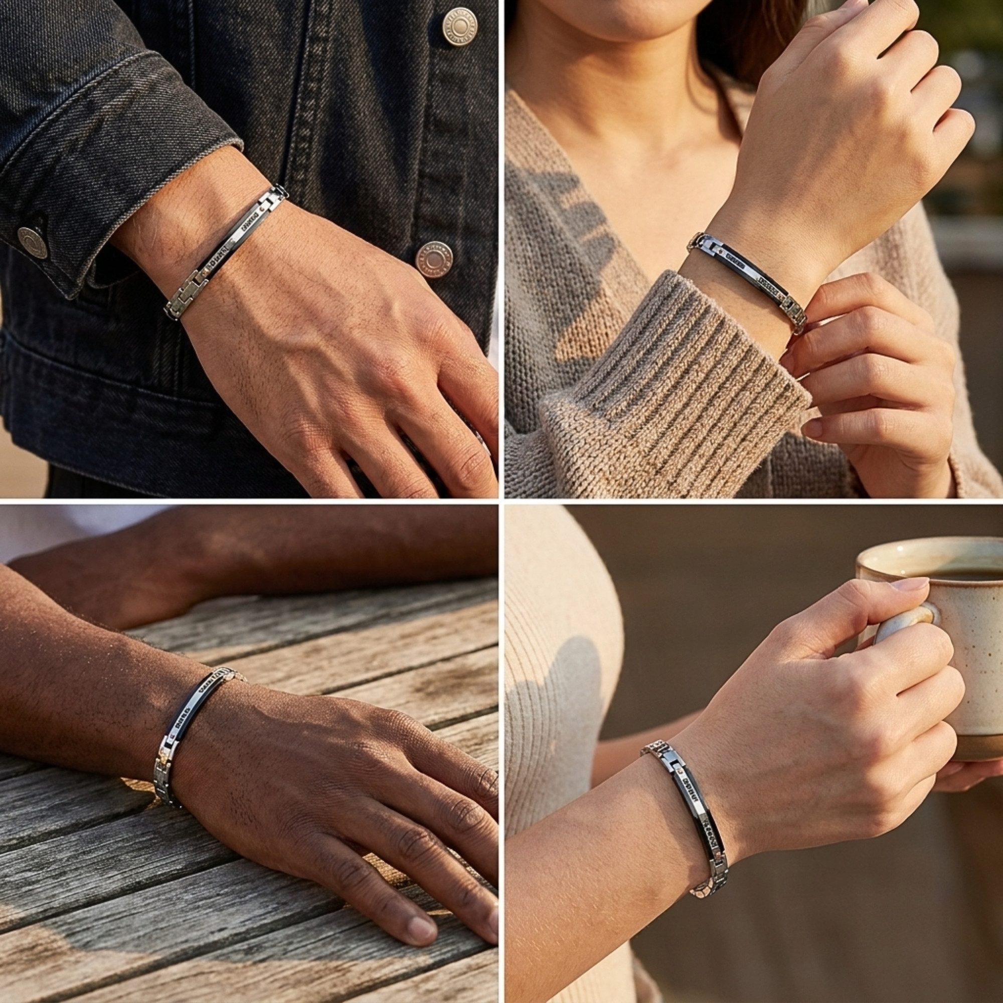 UNIQAL.de Edelstahlarmband Unisex NOX EDELSTAHL SILBER – Edelstahl & Zirkonia, Silber-Schwarz (mit klarer Formensprache, schlanker Silhouette und präzisen Detai – Bild 4 von 5