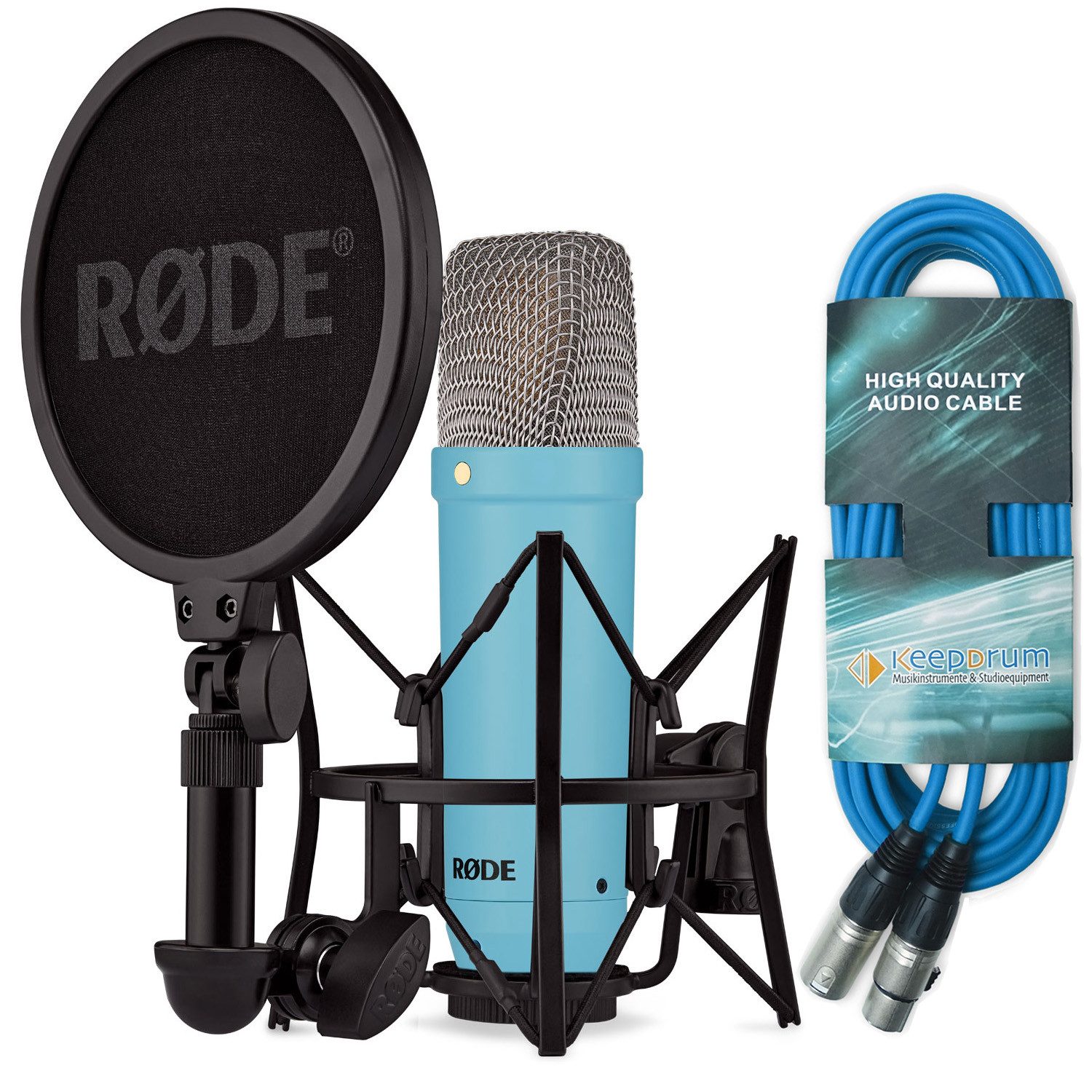 RØDE Mikrofon Rode NT1 Signature Blue Studio-Mikrofon Blau mit XLR-Kabel Blau