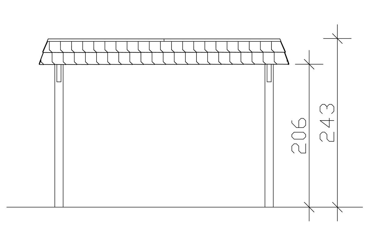 BxT: cm, Wendland, Einzelcarport hellbraun 206 cm Skanholz Einfahrtshöhe 362x628